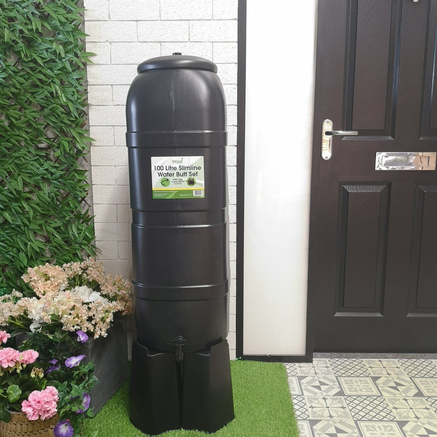 Strata 100 Litre Slimline Garden Water Butt with Filter Kit & Stand