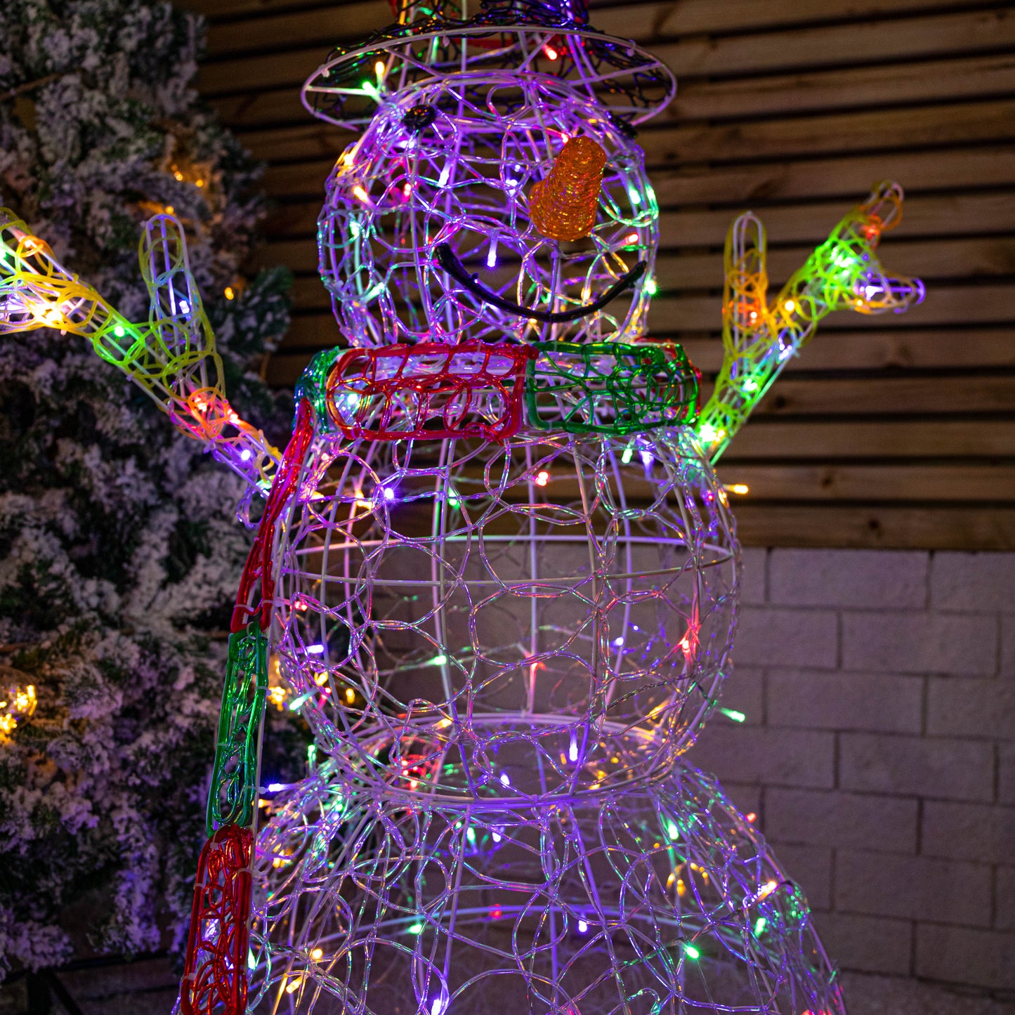 1.3m Light up Soft Acrylic Christmas Snowman with 160 Multi-Coloured LEDs