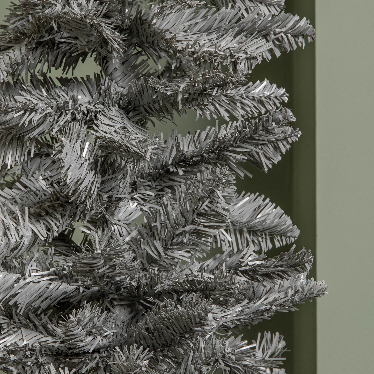 4ft (1.2m) Grey Artificial Pencil Christmas Tree With Green Metal Stand and 168 Tips