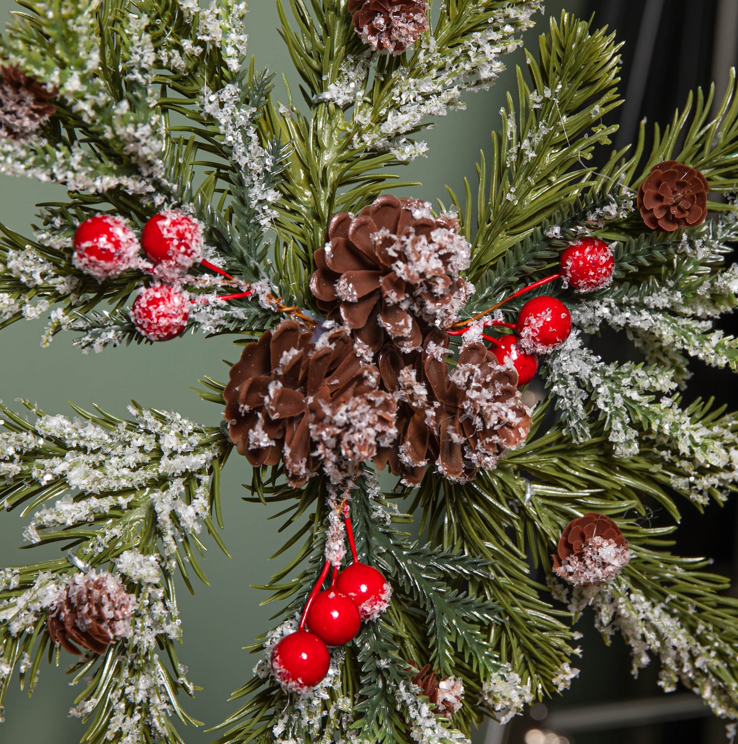 33cm Christmas Tree Topper with Pinecones, Red Berries and Frosted Seasonal Foliage