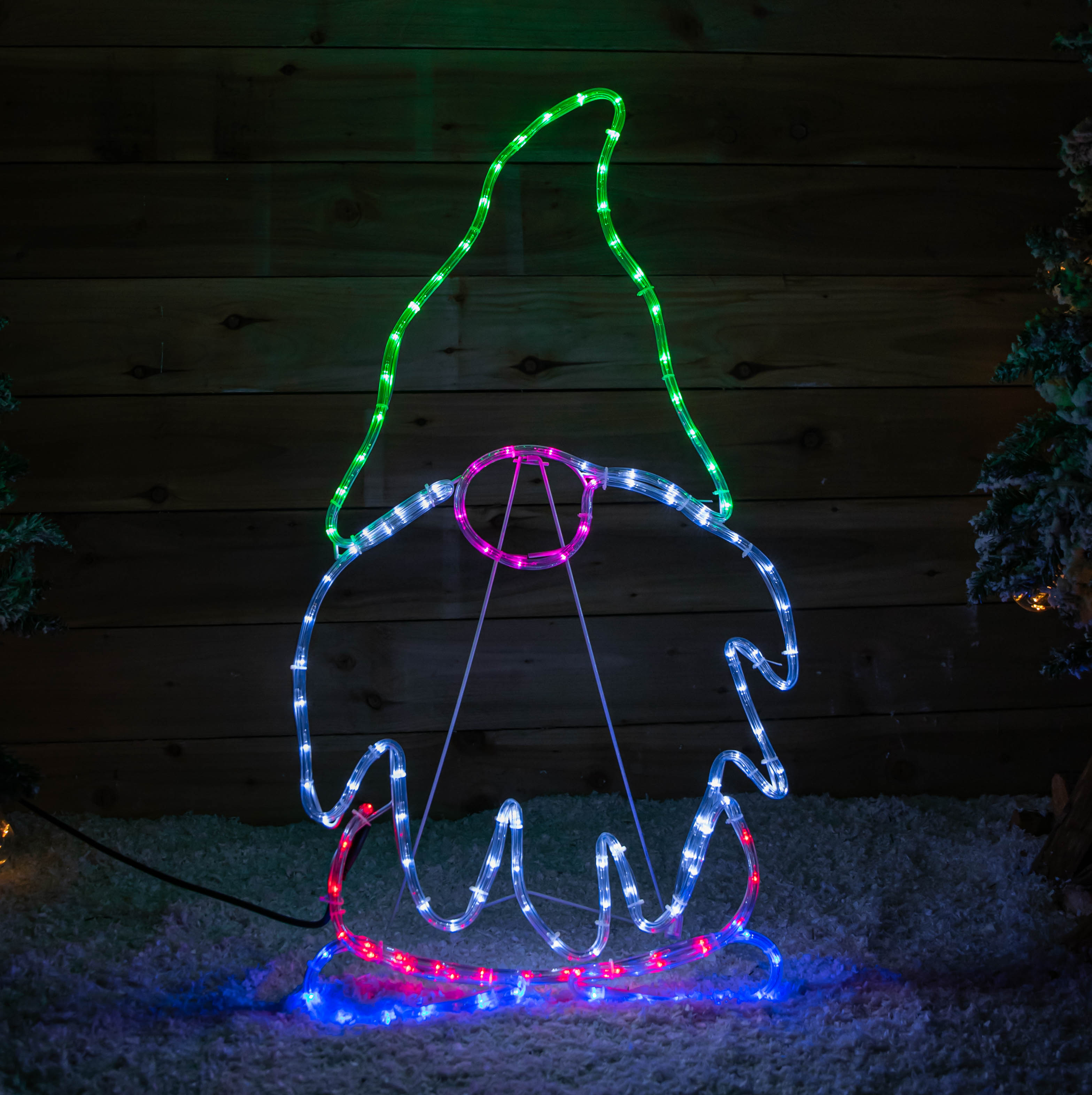 91cm Standing Christmas Gnome Rope Light with 132 Static & Flashing Multi-Coloured LEDs