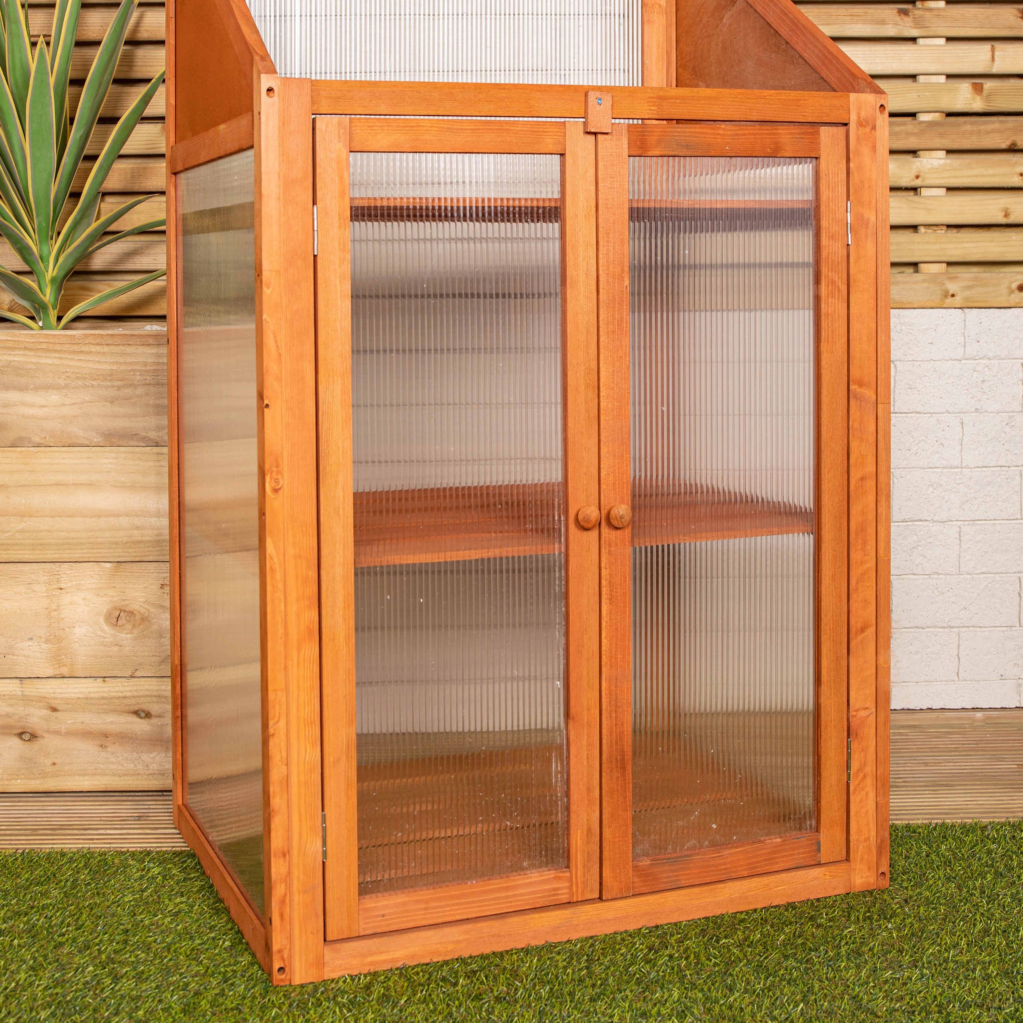 Samuel Alexander Wooden Mini Greenhouse Cold Frame - Small Greenhouse H120 x W69 x D49cm