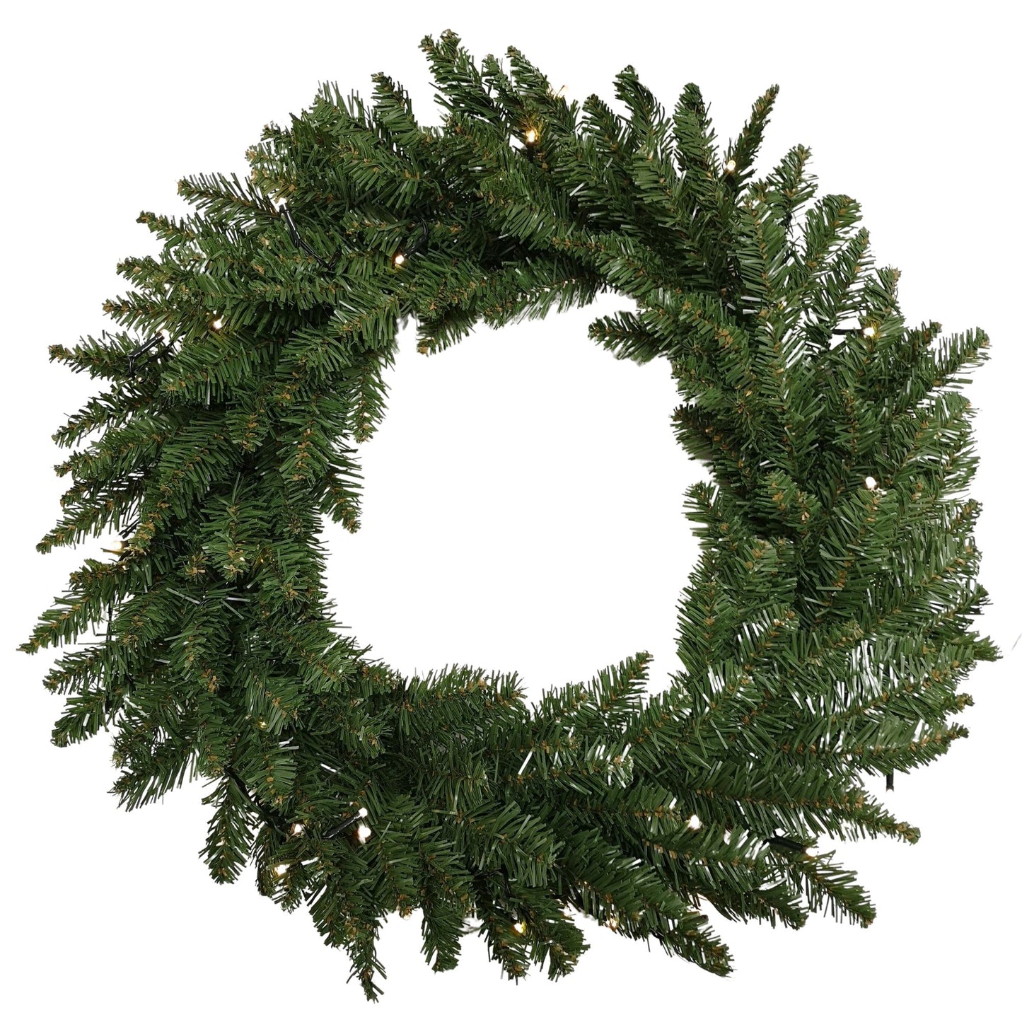 60cm Plain Green Christmas Wreath with 50 Warm White LEDs and 160 Bullet Tips