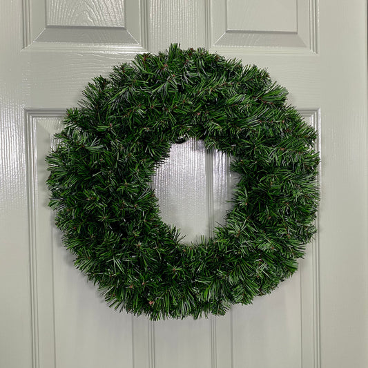 40cm Plain Green Canadian Pine Artificial Christmas Wreath