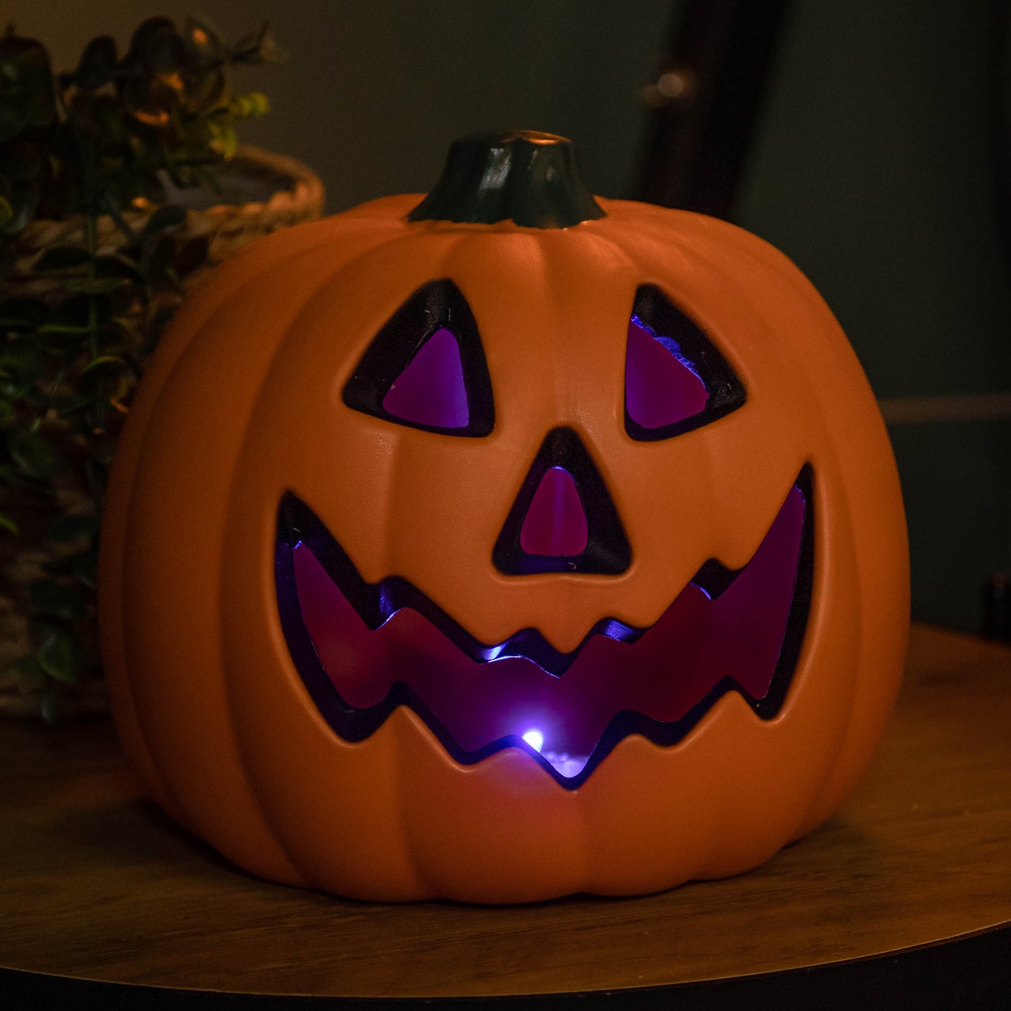 21cm Battery Operated Light up Pumpkin Lantern with Multi-Coloured LEDs