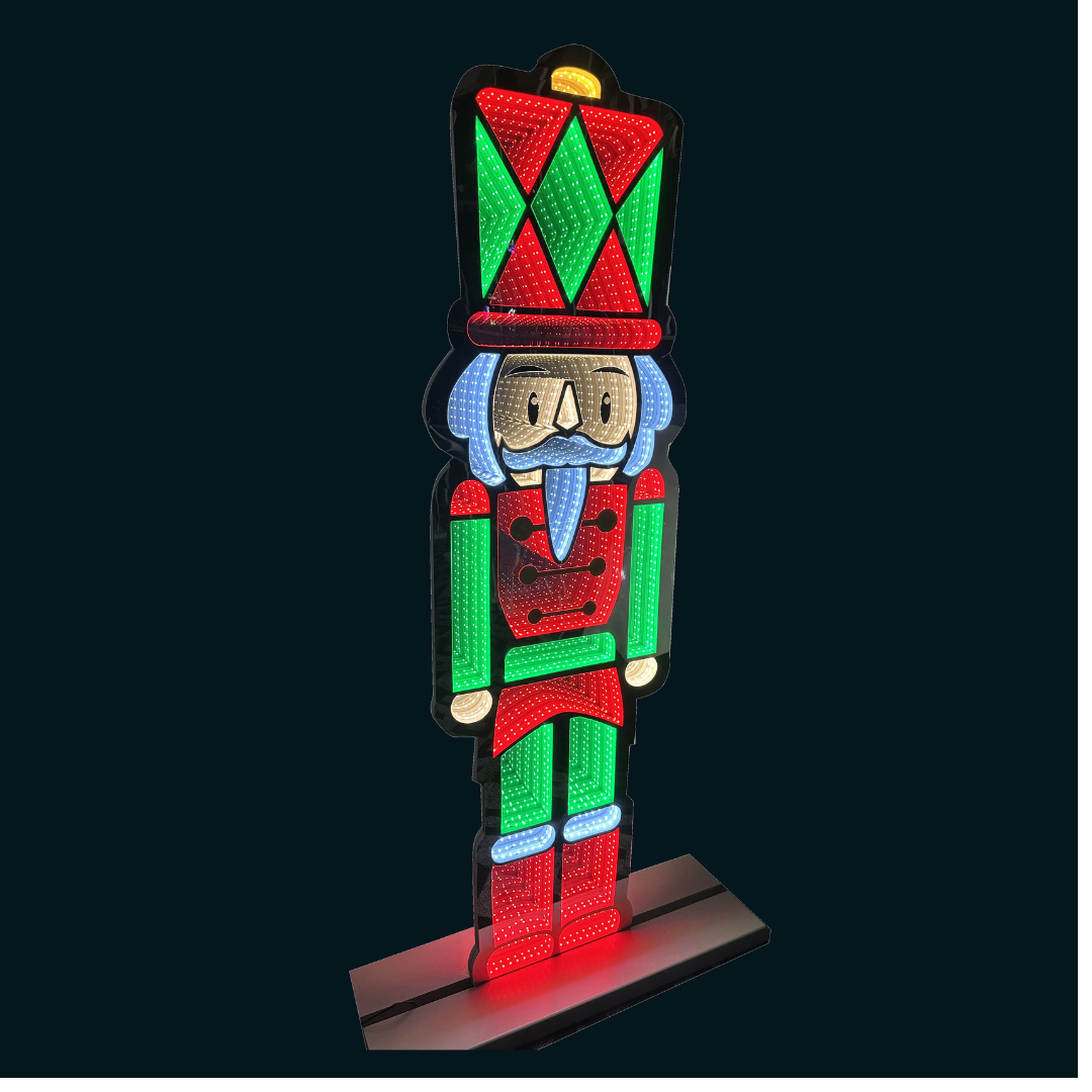 6ft (1.8m) Tall Light up Christmas Nutcracker Infinity Decoration with Multi-Coloured LEDs