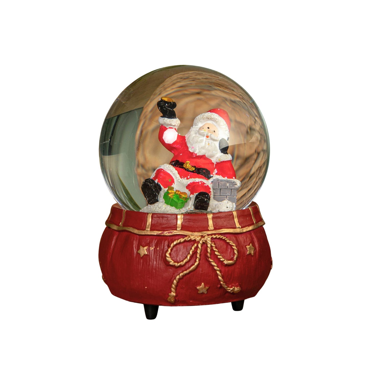 10cm Red Wind up Musical Snow Sphere with Santa Scene