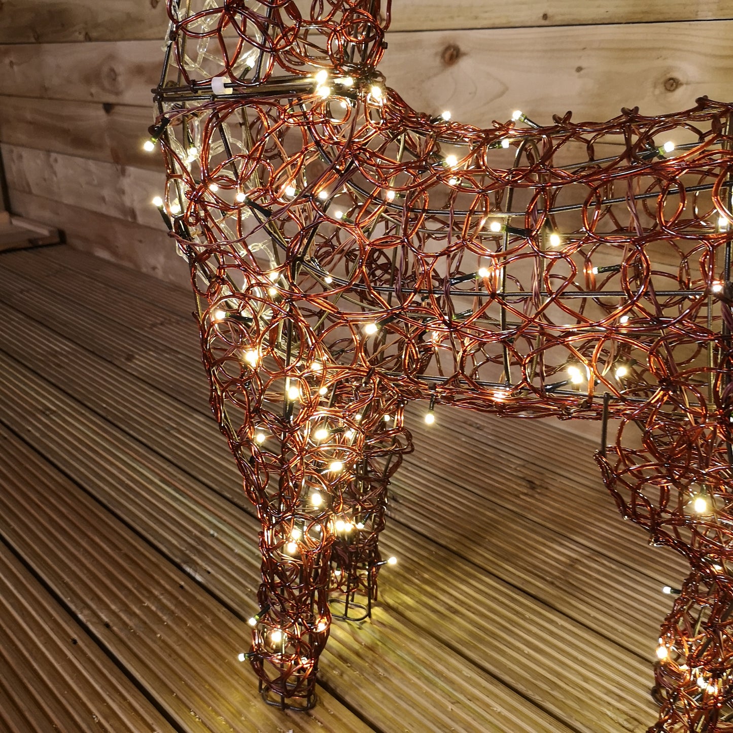 1.2m Flashing Warm White 200 LED Reindeer Outdoor Christmas Light Up Decorations