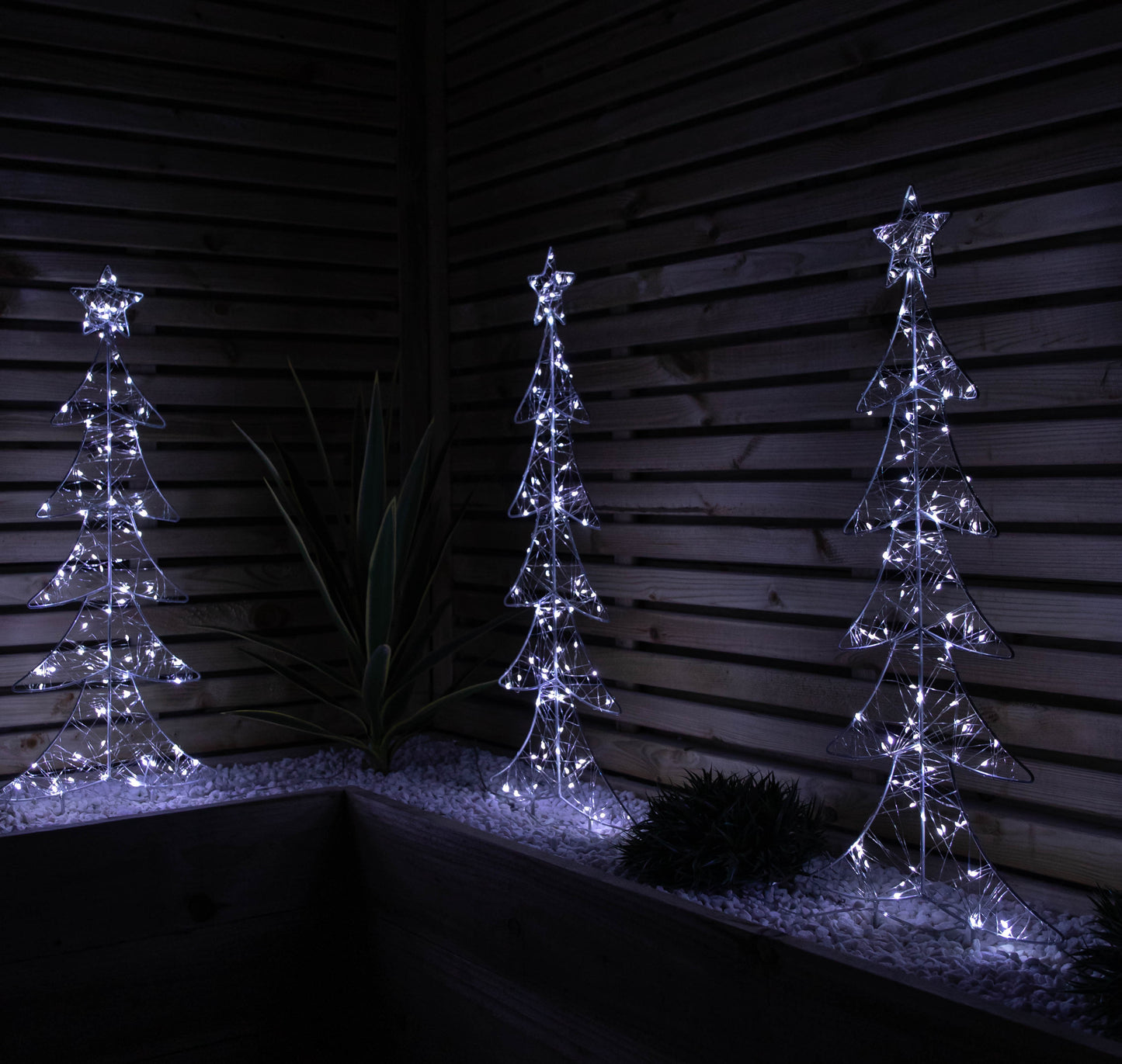 Set of 4 80cm Light up Christmas Tree Path Lights with 400 White LEDs