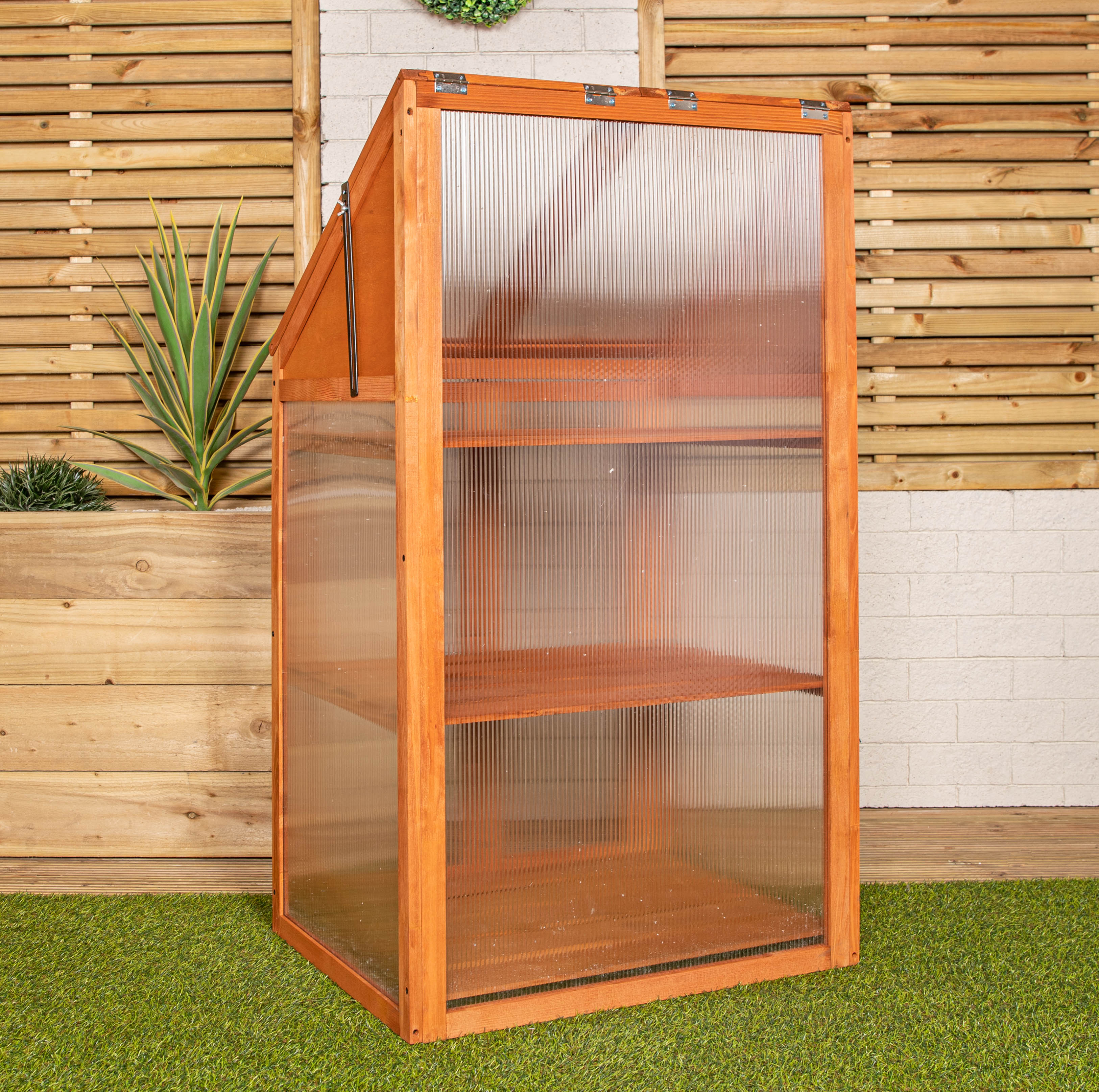 Samuel Alexander Wooden Mini Greenhouse Cold Frame - Small Greenhouse H120 x W69 x D49cm