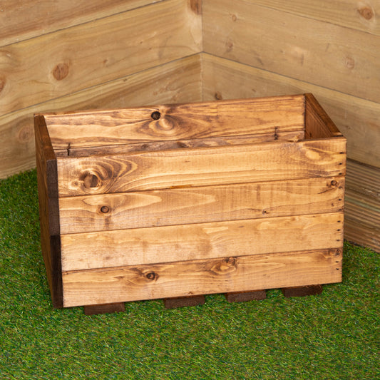 Hand Made 53cm x 25cm x 30cm Rustic Wooden Garden Trough Planter