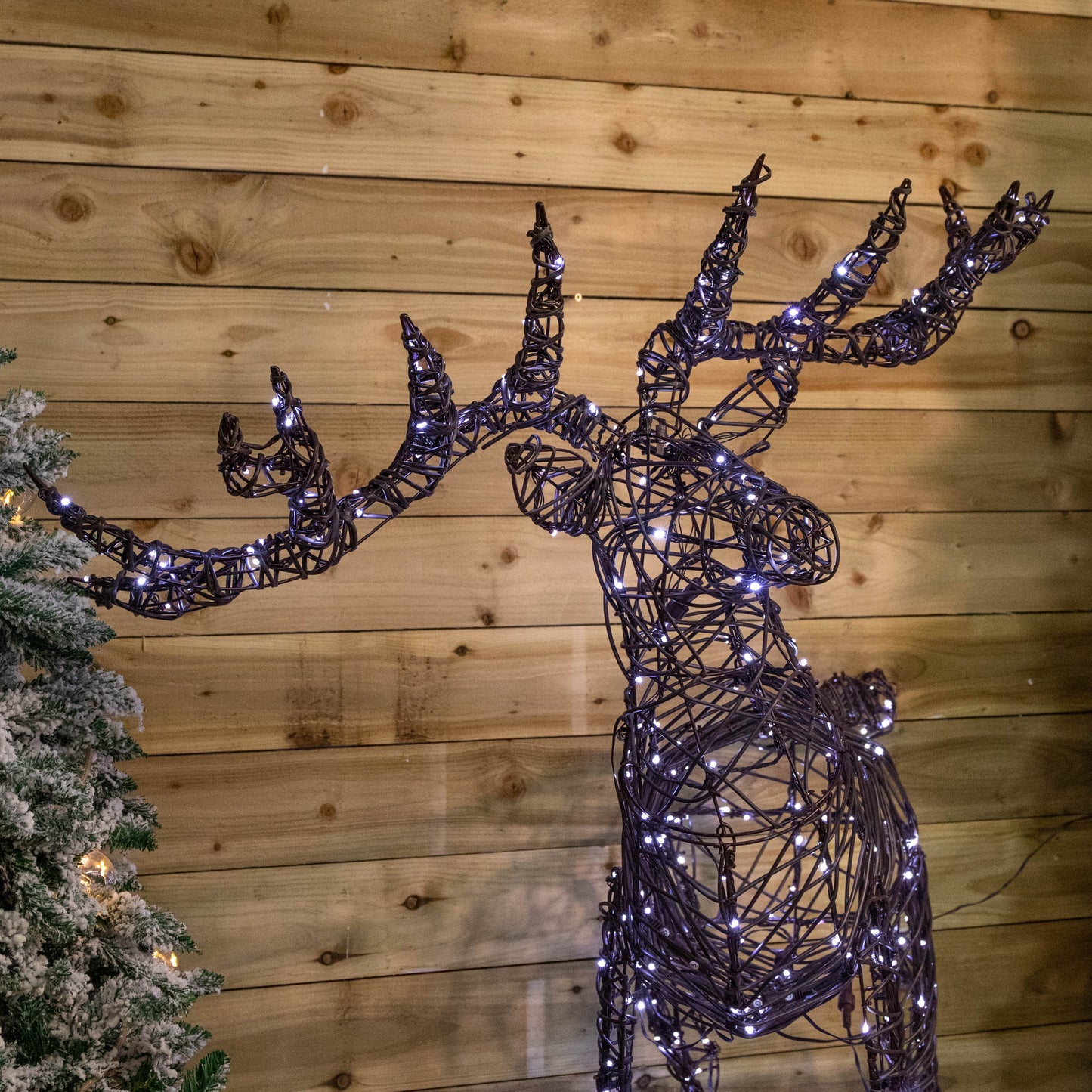 1.66m Light up Brown Christmas Standing Stag with 440 White & Warm White LEDs