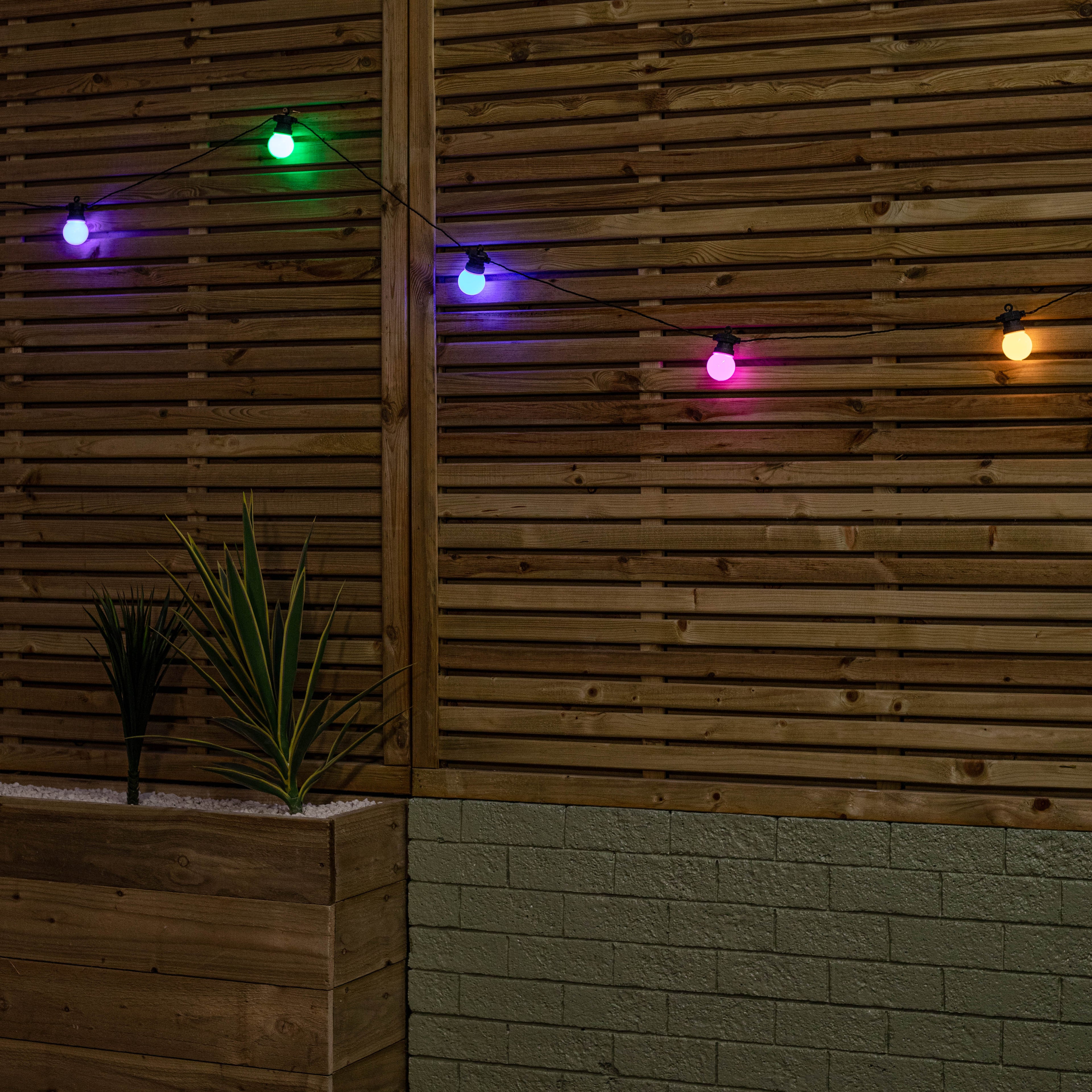 Set of 10 Indoor Outdoor Connectable Party Festoon Lights with Multi-Coloured LEDs