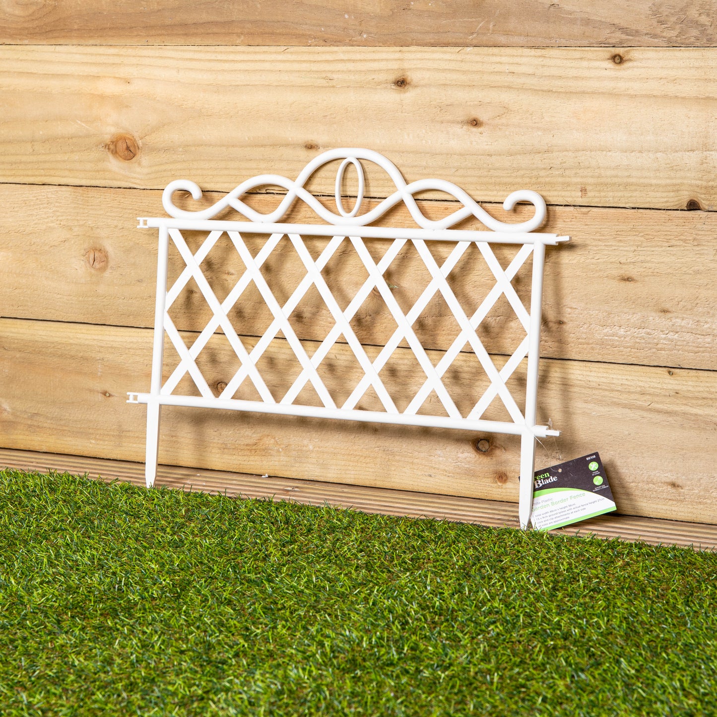 Pack of 3 27cm White Plastic Garden Patio Lawn Border Fence Edging