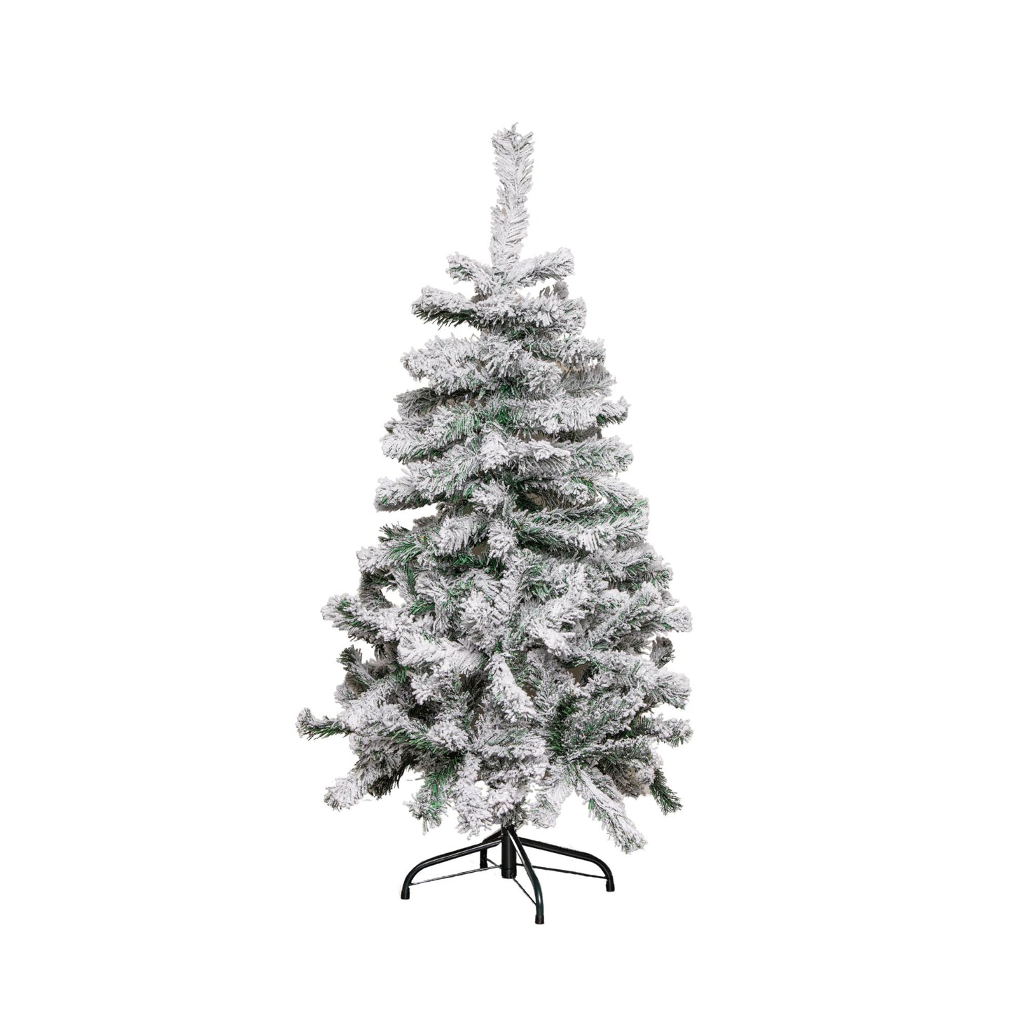 4ft (1.2m) Snow Flocked Artificial Christmas Tree with Green Metal Stand and 177 Tips