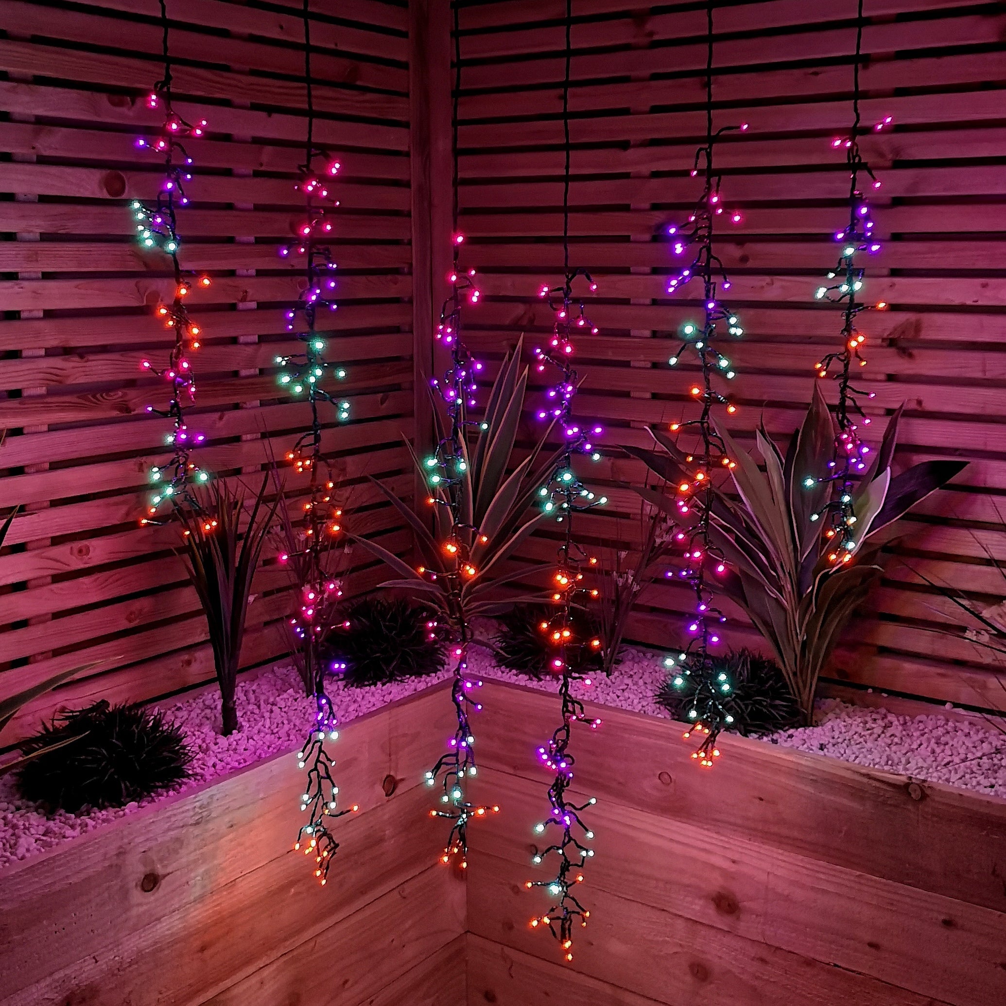 Set of 6 Drop Tree Multi-Action Christmas ClusterBrights with 384 Rainbow LEDs