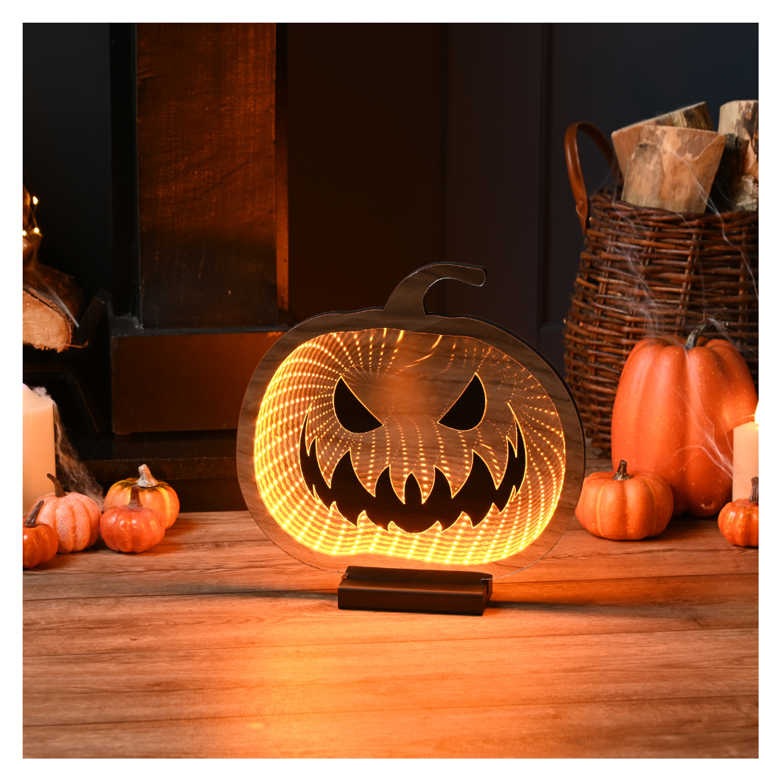 30cm Light up Halloween Pumpkin Infinity Decoration with Orange LEDs