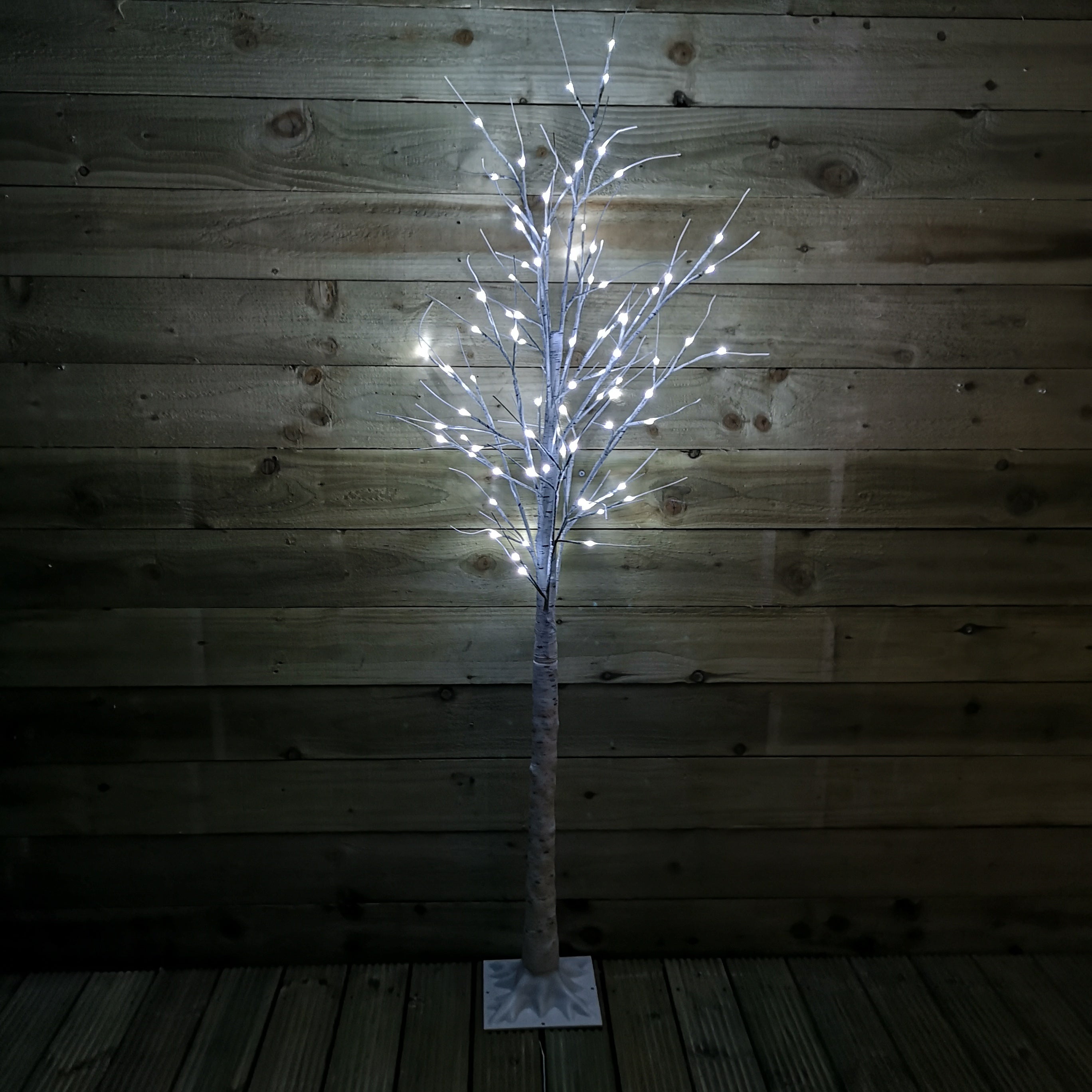 1.8m (6ft) Indoor Outdoor Christmas Lit Birch Tree with 80 Ice White LEDs