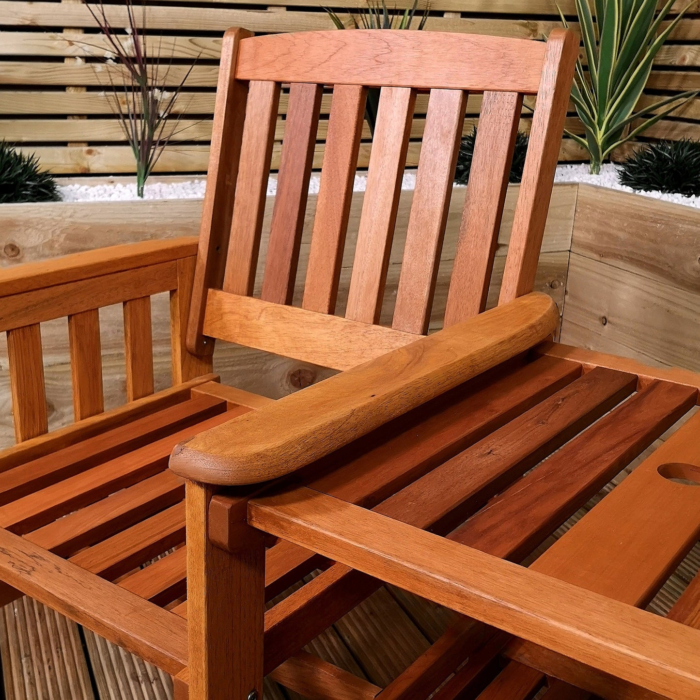 2 Person Wooden Garden Bench Love Seat & Table Garden Furniture