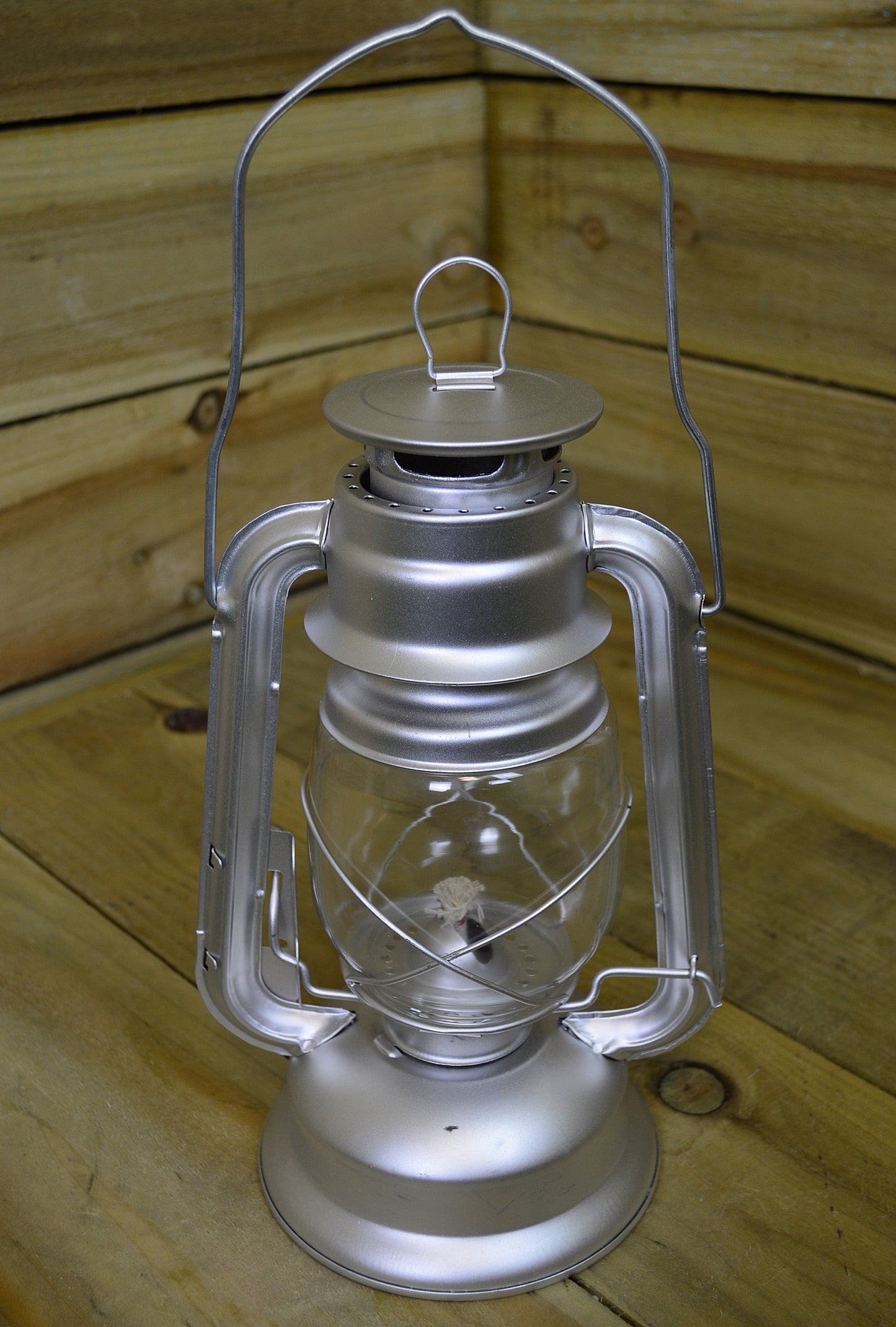 12" Paraffin Hurricane Camping Lantern Light - Silver