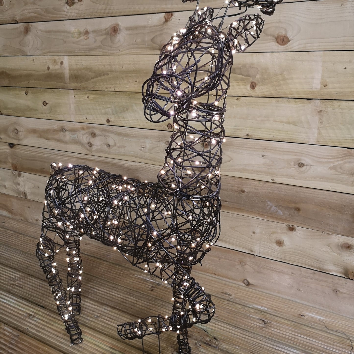 1.2m Indoor Outdoor LED Christmas Wicker Reindeer Decoration in Warm White