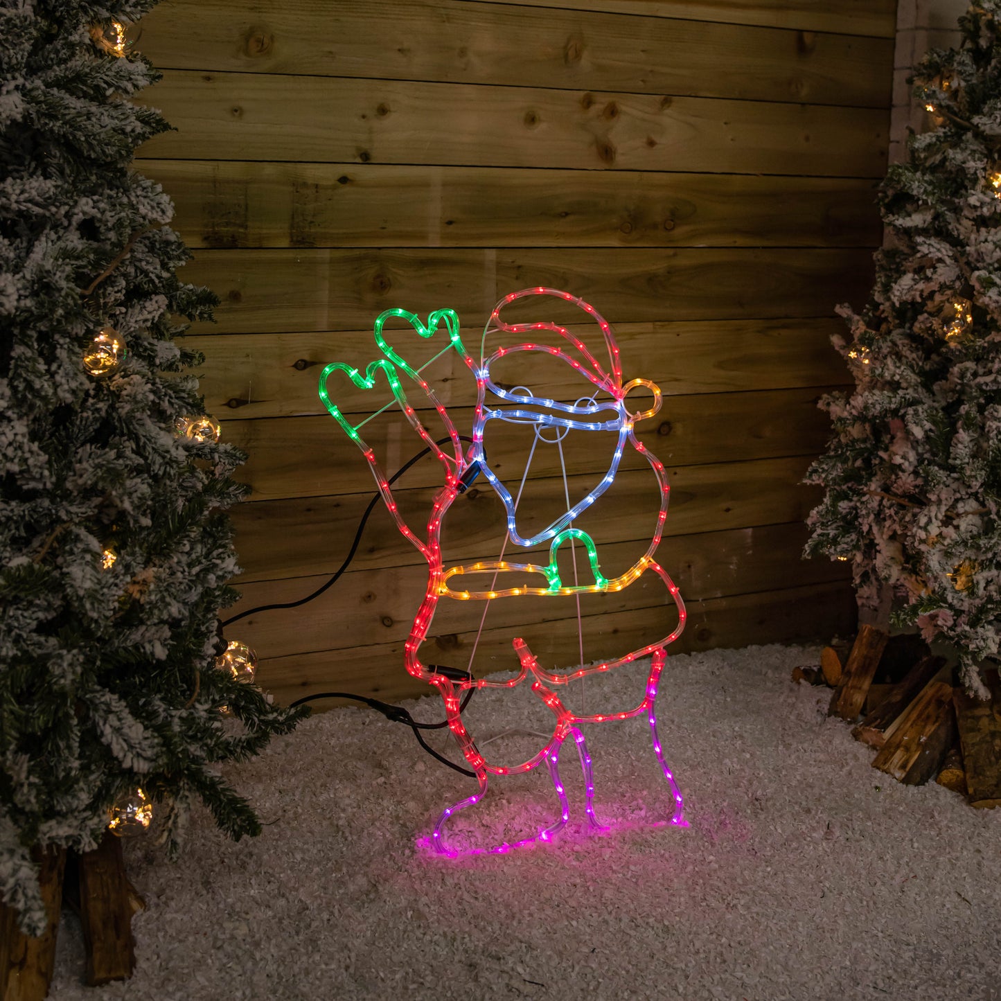 92cm Standing Santa Christmas Rope Light with 192 Static & Flashing Multi-Coloured LEDs