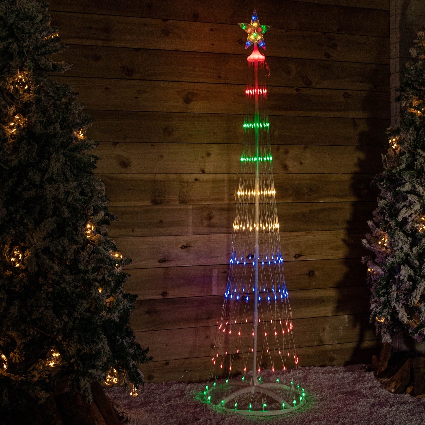 2.5m Light up Christmas Cone Tree with 320 Multi-Coloured LEDs and Timer Function