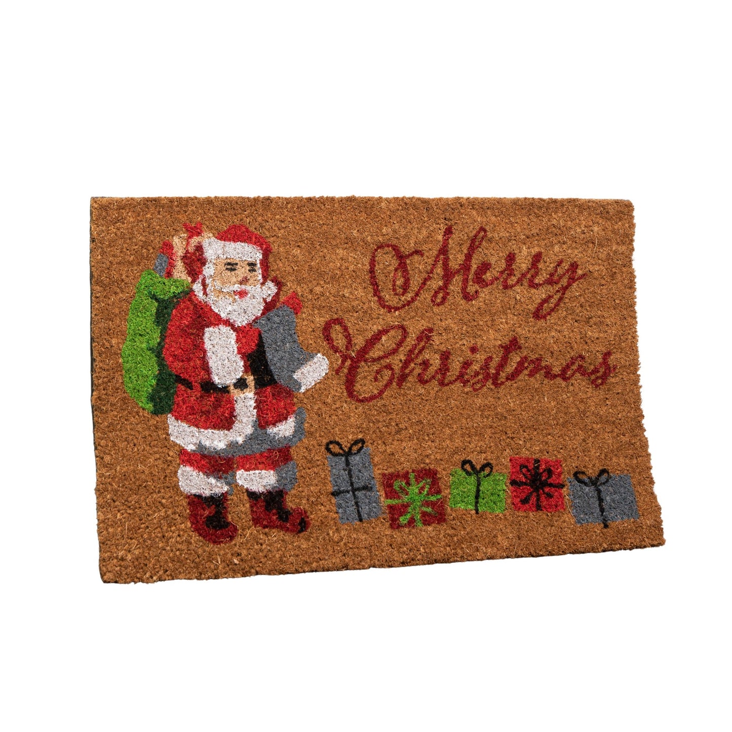 60cm x 40cm Brown Merry Christmas Doormat with Santa