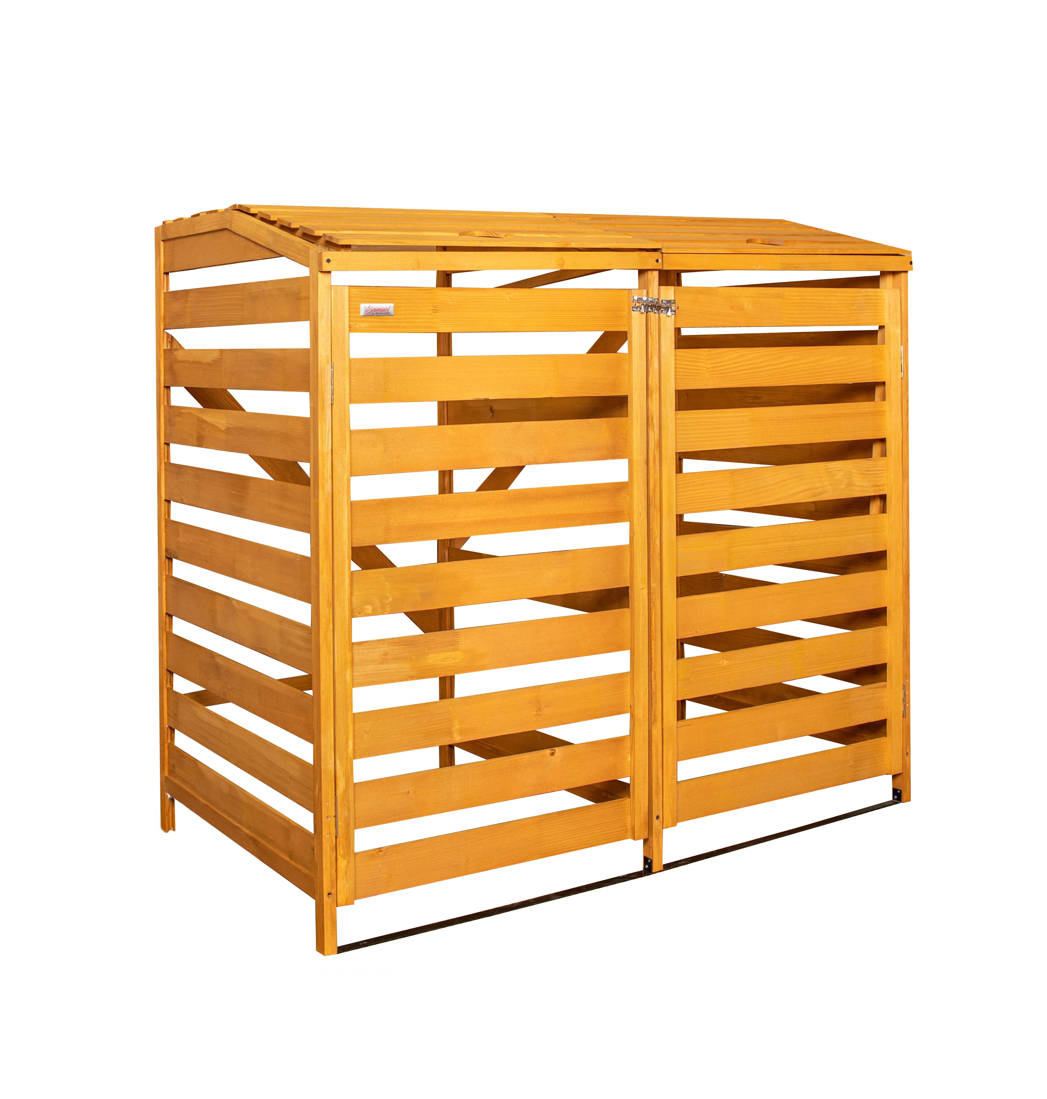 1.33m x 1.25m Large Wooden Outdoor Garden Double Wheelie Bin Store Storage for 2 Bins