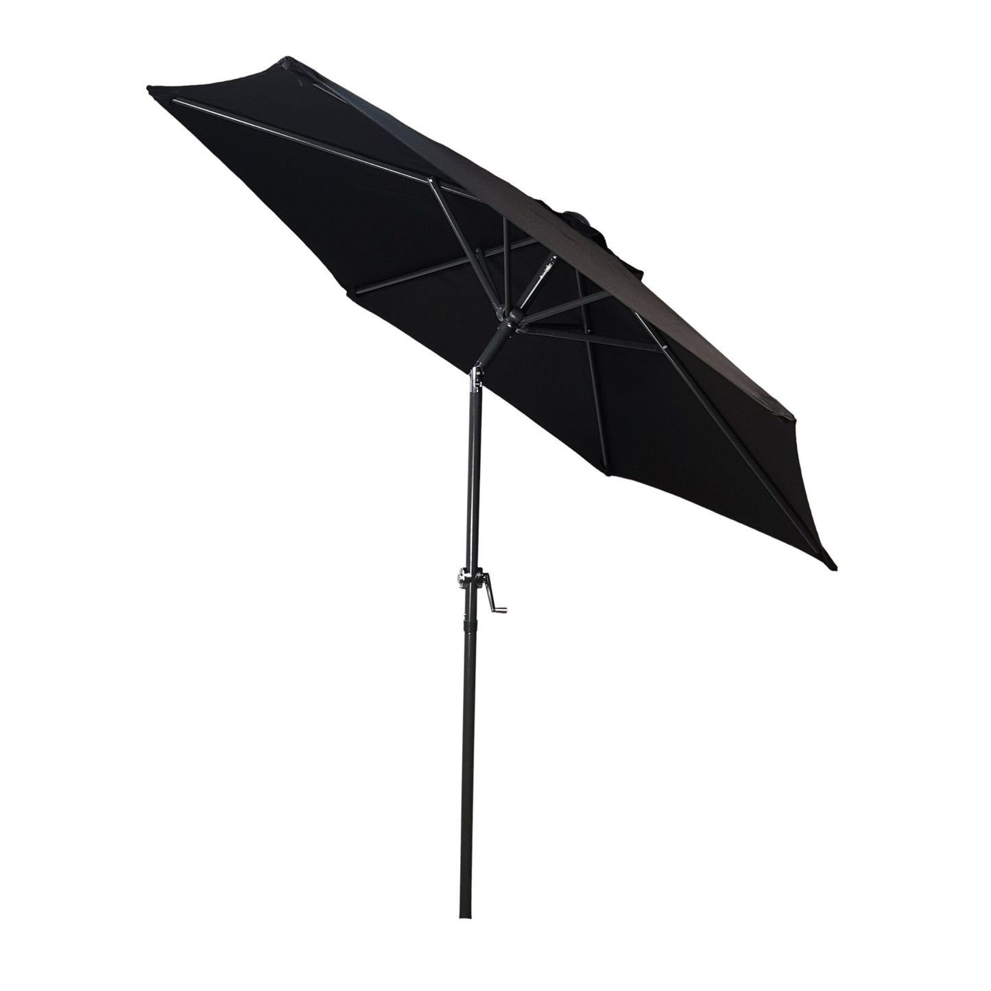 2m Aluminium Garden Patio Sun Shade Parasol with Tilt and Crank in Black