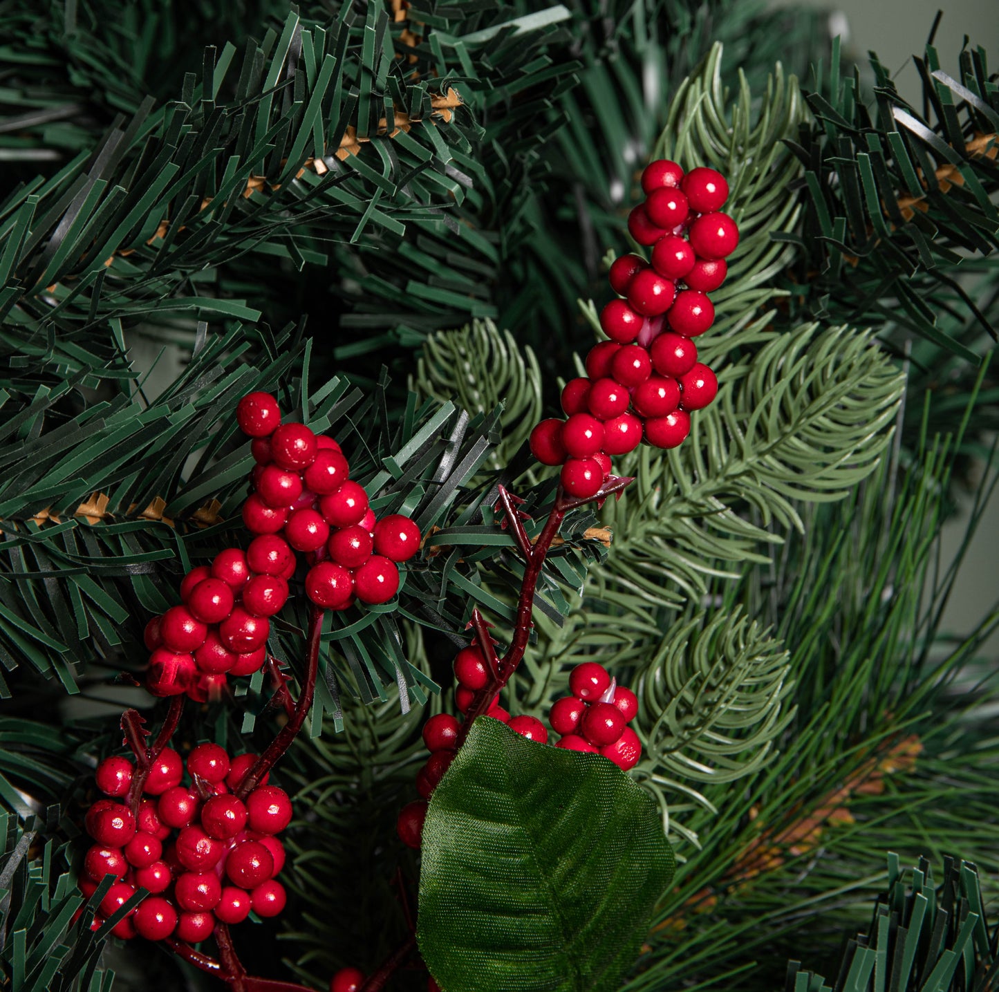 Set of 6 34cm Christmas Pick with Red Berries and Pinecones