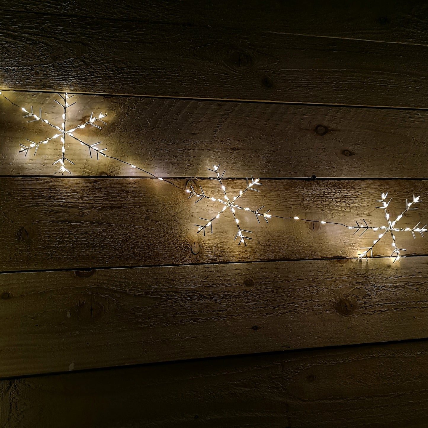 2.6m Set of 10 MicroBrights Christmas Snowflake String Lights with 258 Warm White LEDs