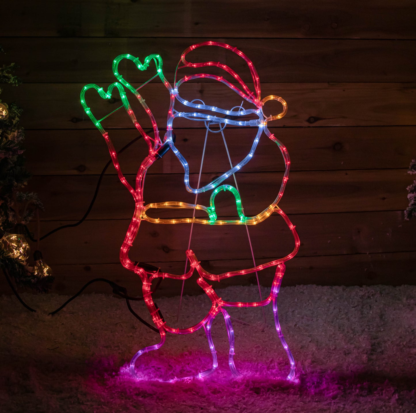 92cm Standing Santa Christmas Rope Light with 192 Static & Flashing Multi-Coloured LEDs