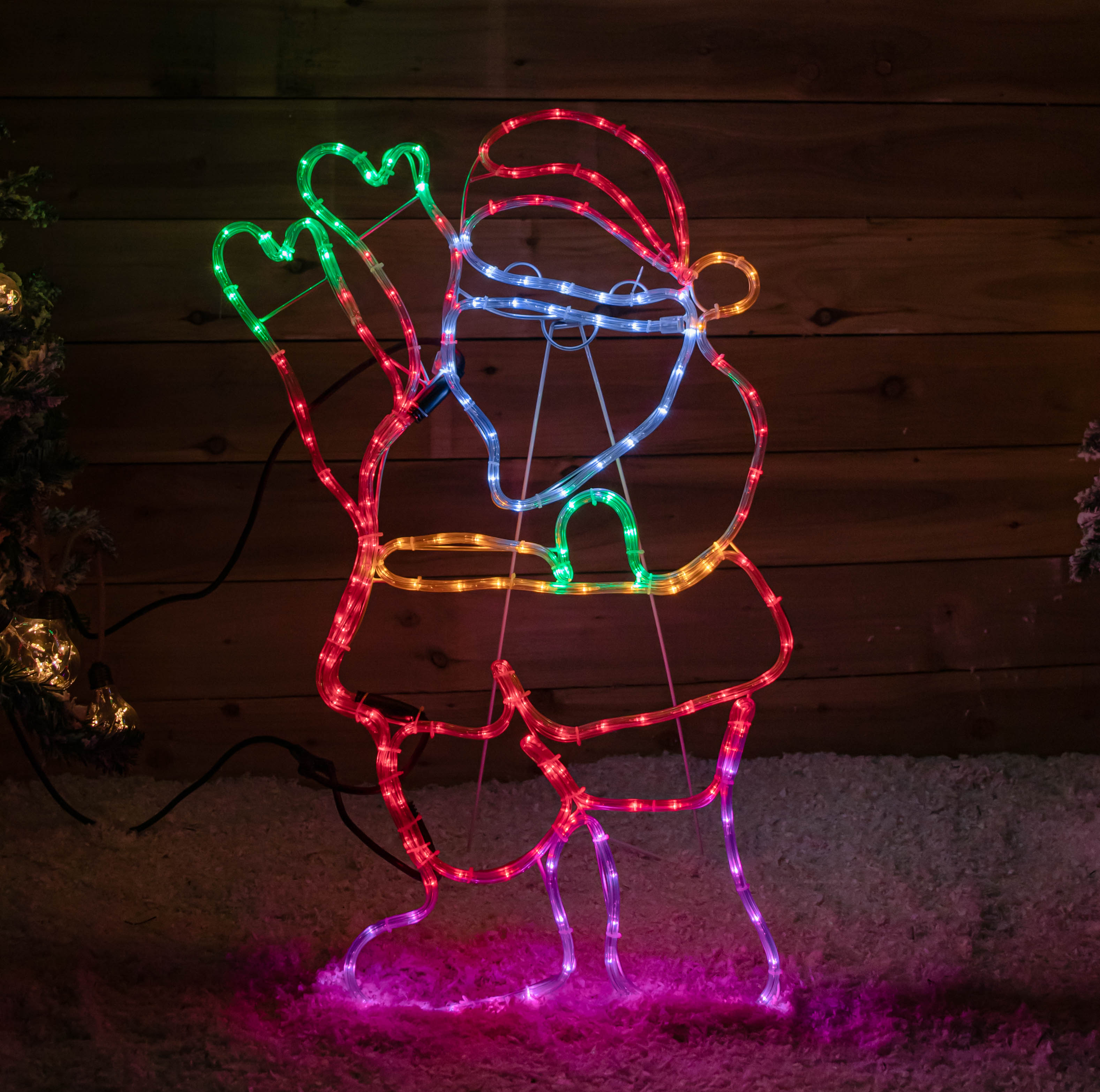 92cm Standing Santa Christmas Rope Light with 192 Static & Flashing Multi-Coloured LEDs