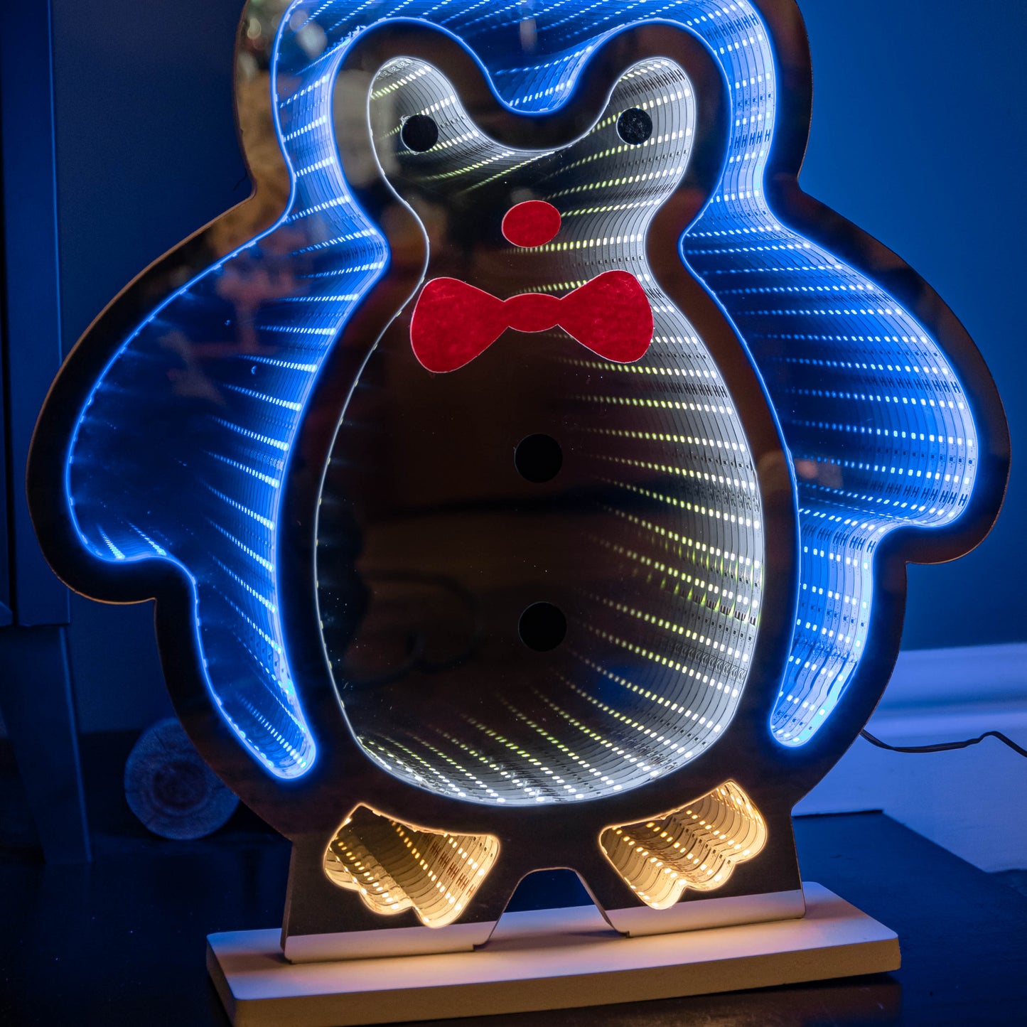 60cm Light up Standing Penguin Infinity Christmas Decoration with Multi-Coloured LEDs