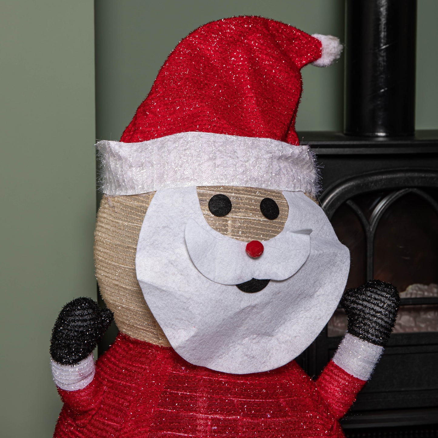 70cm Battery Operated Pop up Christmas Santa with Static & Flashing White LEDs