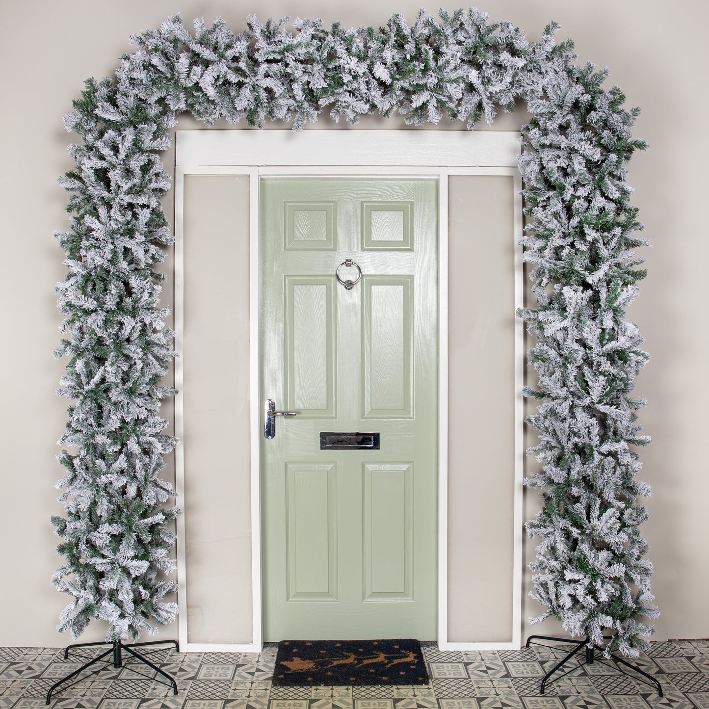 8ft (2.55m) Double Door Artificial Snow Flocked Christmas Tree Arch in Green with 2000 Tips