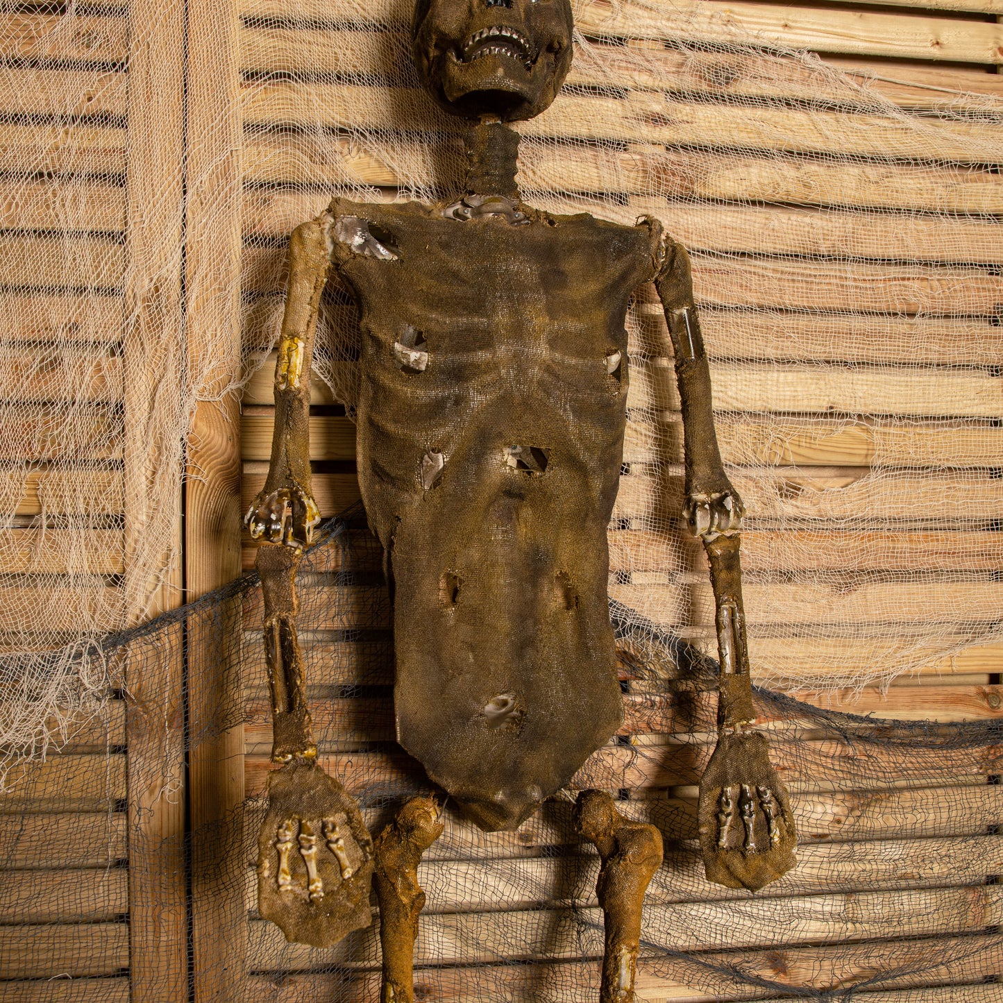 5ft (150cm) Full Body Halloween Mummified Skeleton Decoration with Posable Joints