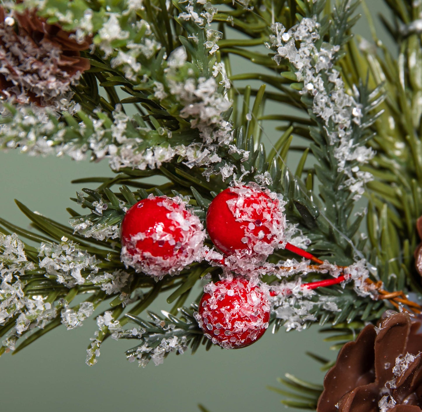 33cm Christmas Tree Topper with Pinecones, Red Berries and Frosted Seasonal Foliage