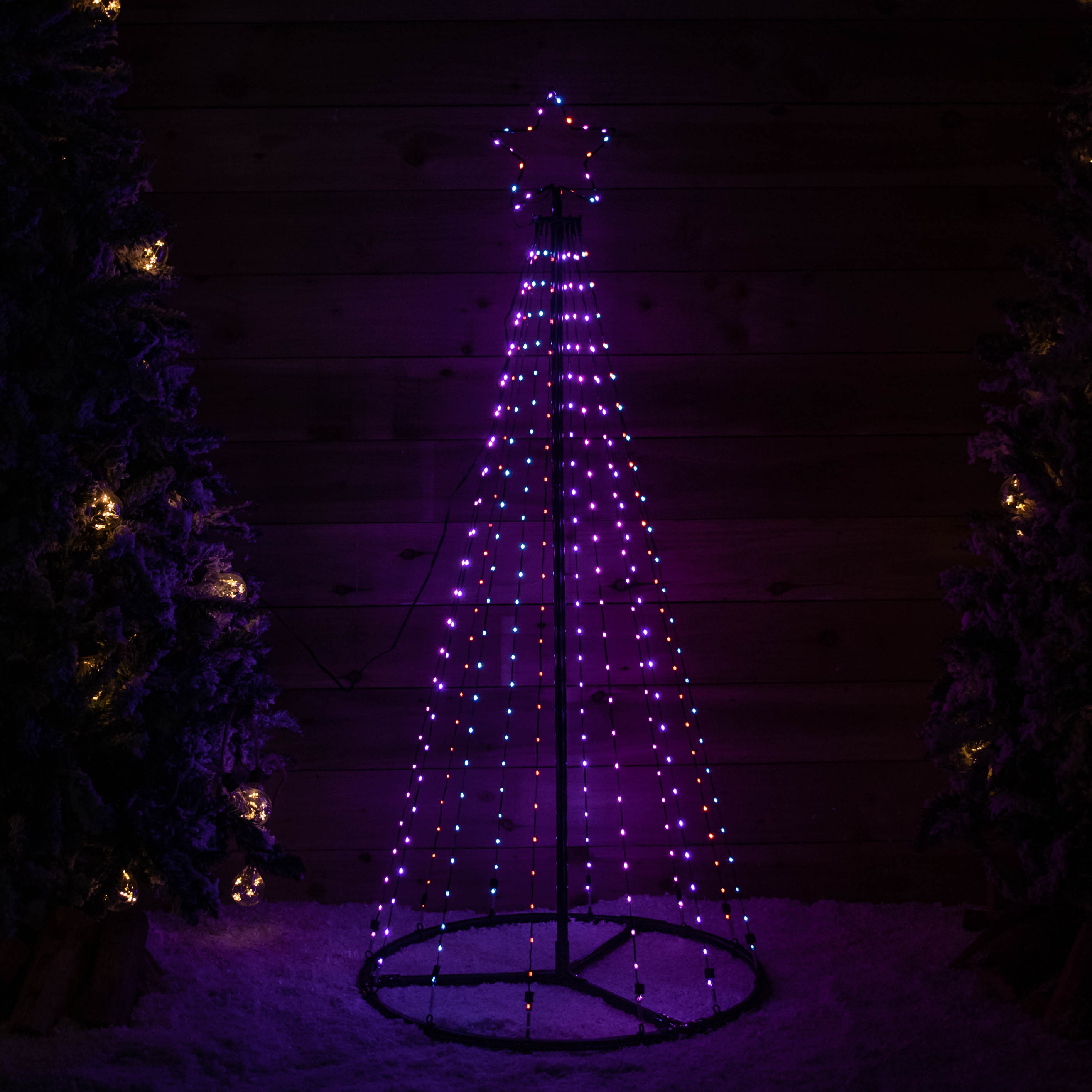 1.4m Light up Christmas Pyramid Cone Tree with 308 Multi-Action Rainbow LEDs