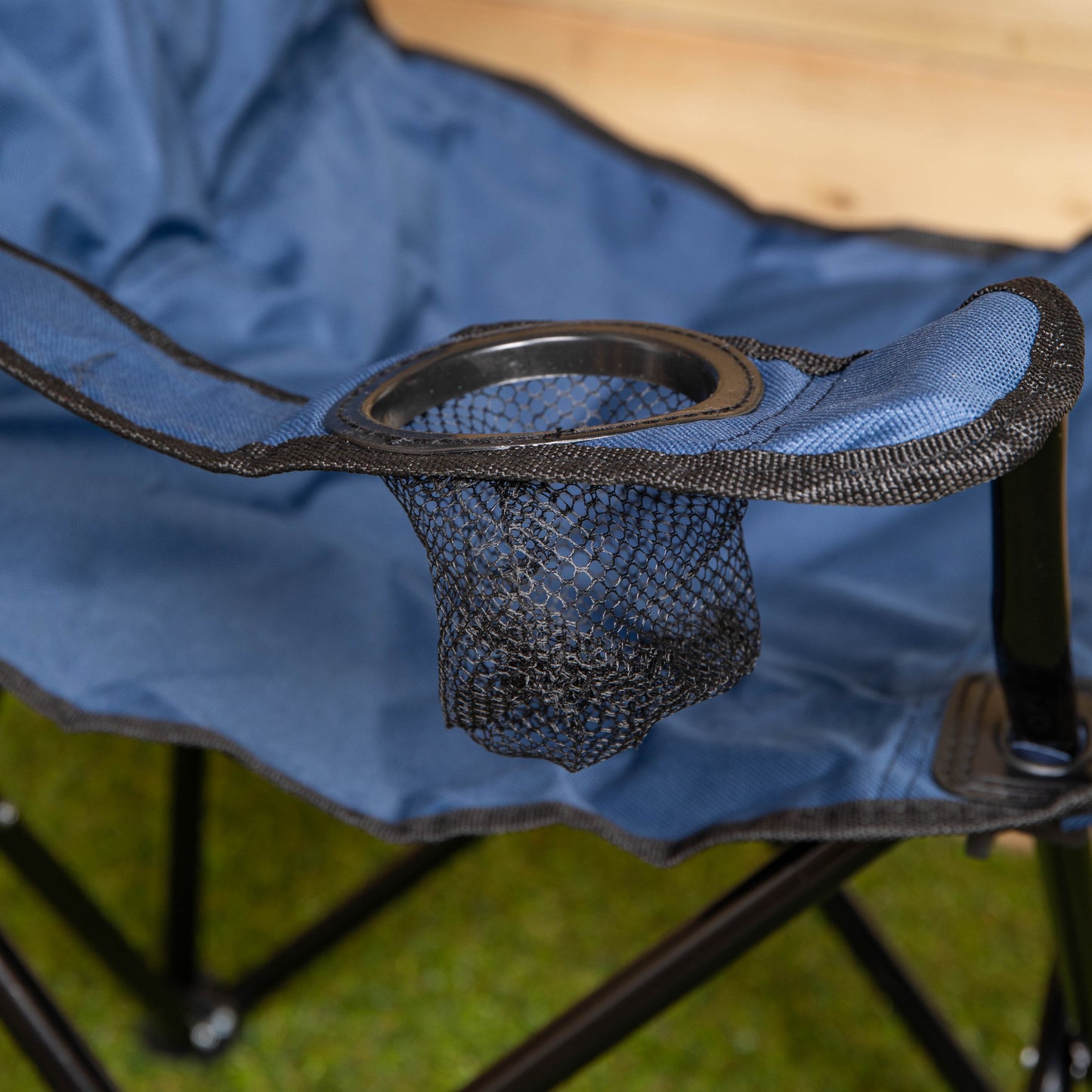 Blue Folding Canvas Camping / Festival / Outdoor Chair with Arms and Cup Holder