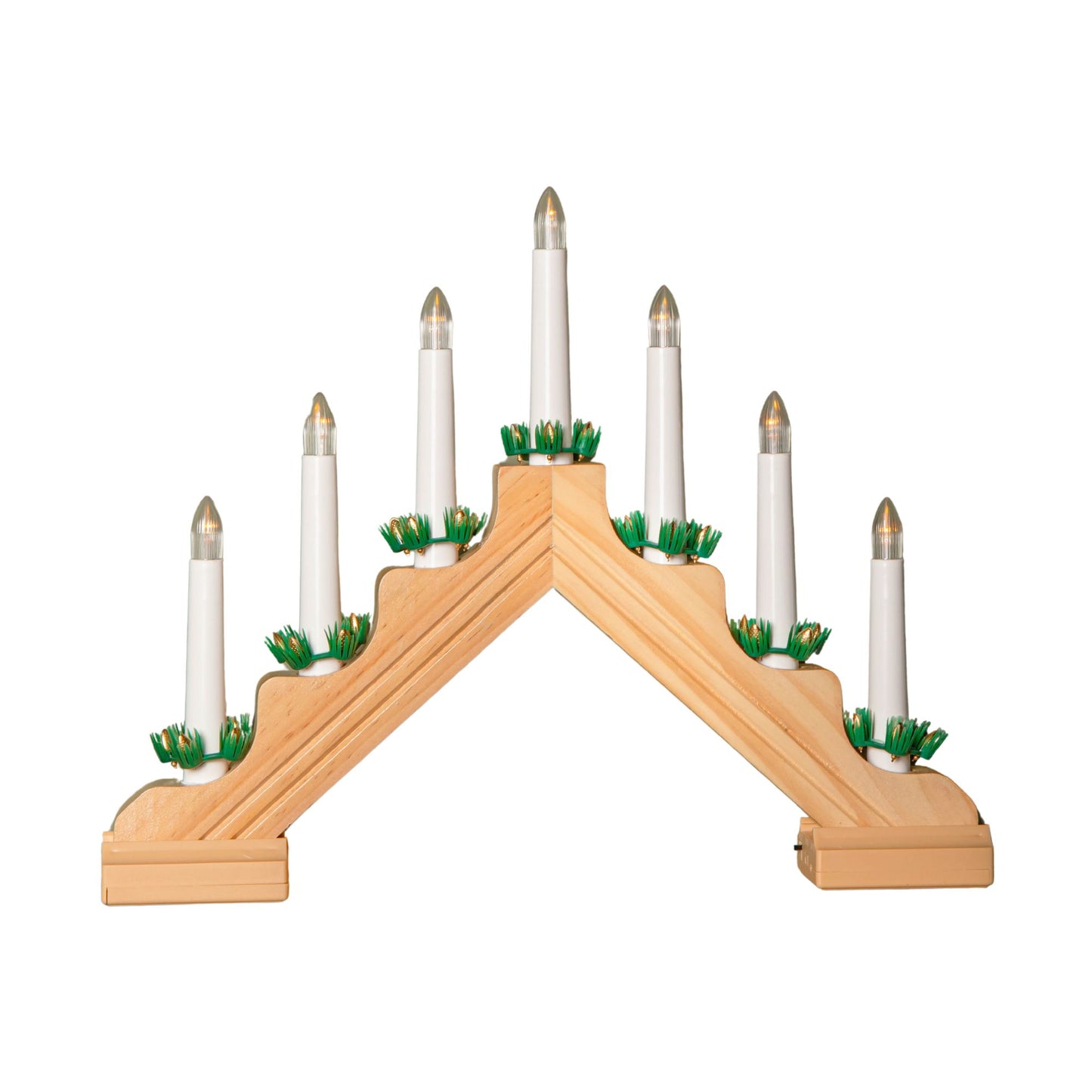 38cm Battery Operated Light up Wooden Christmas Candle Bridge with 7 Warm White LEDs