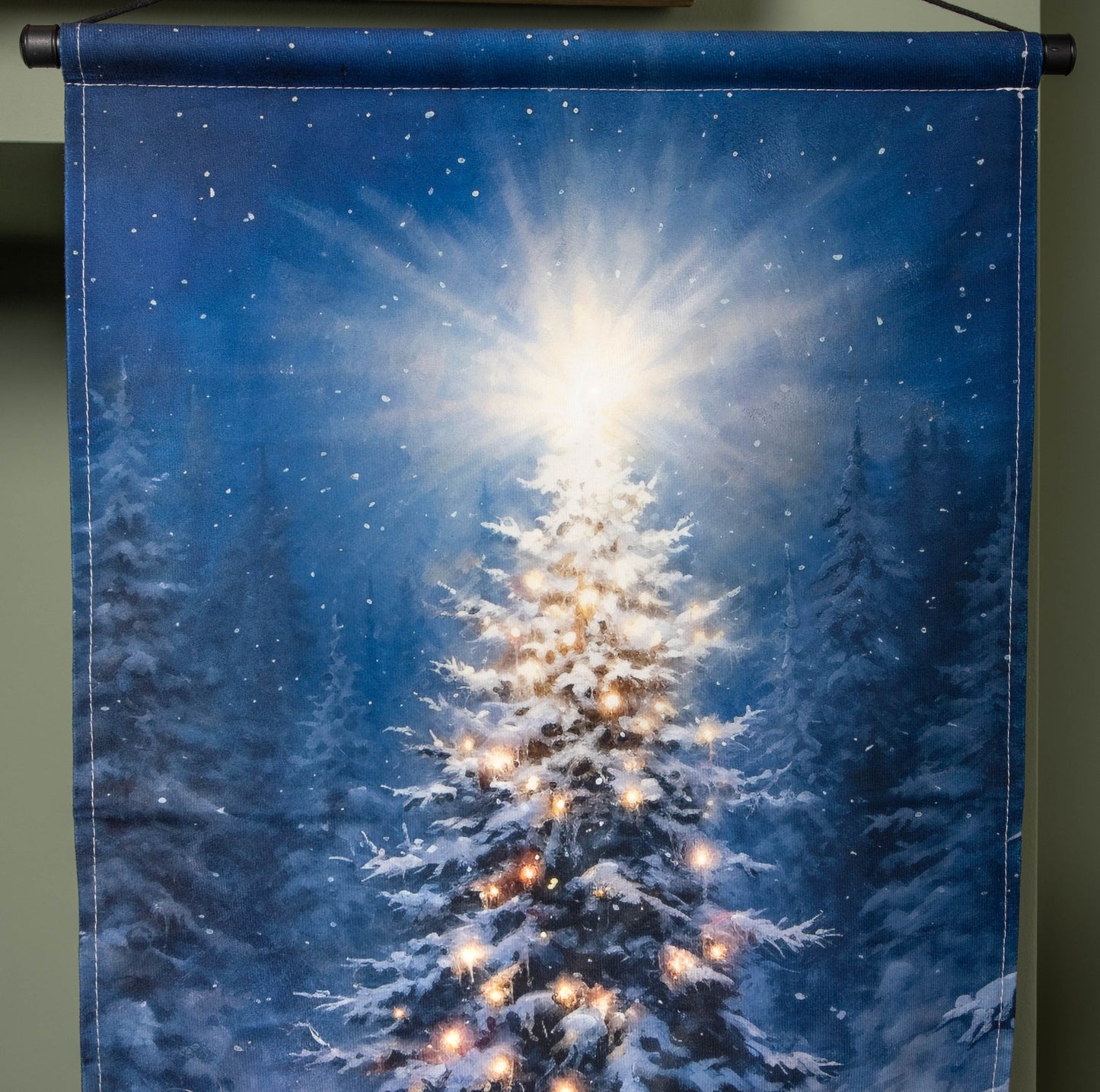 60x40cm Battery Operated Light up Christmas Tree Hanging Banner