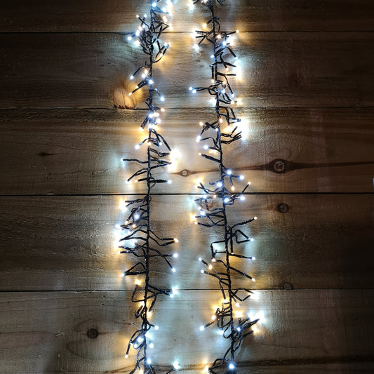 37.5m 3000 LED Christmas Cluster Multi-Action String Lights with Timer in White & Warm White