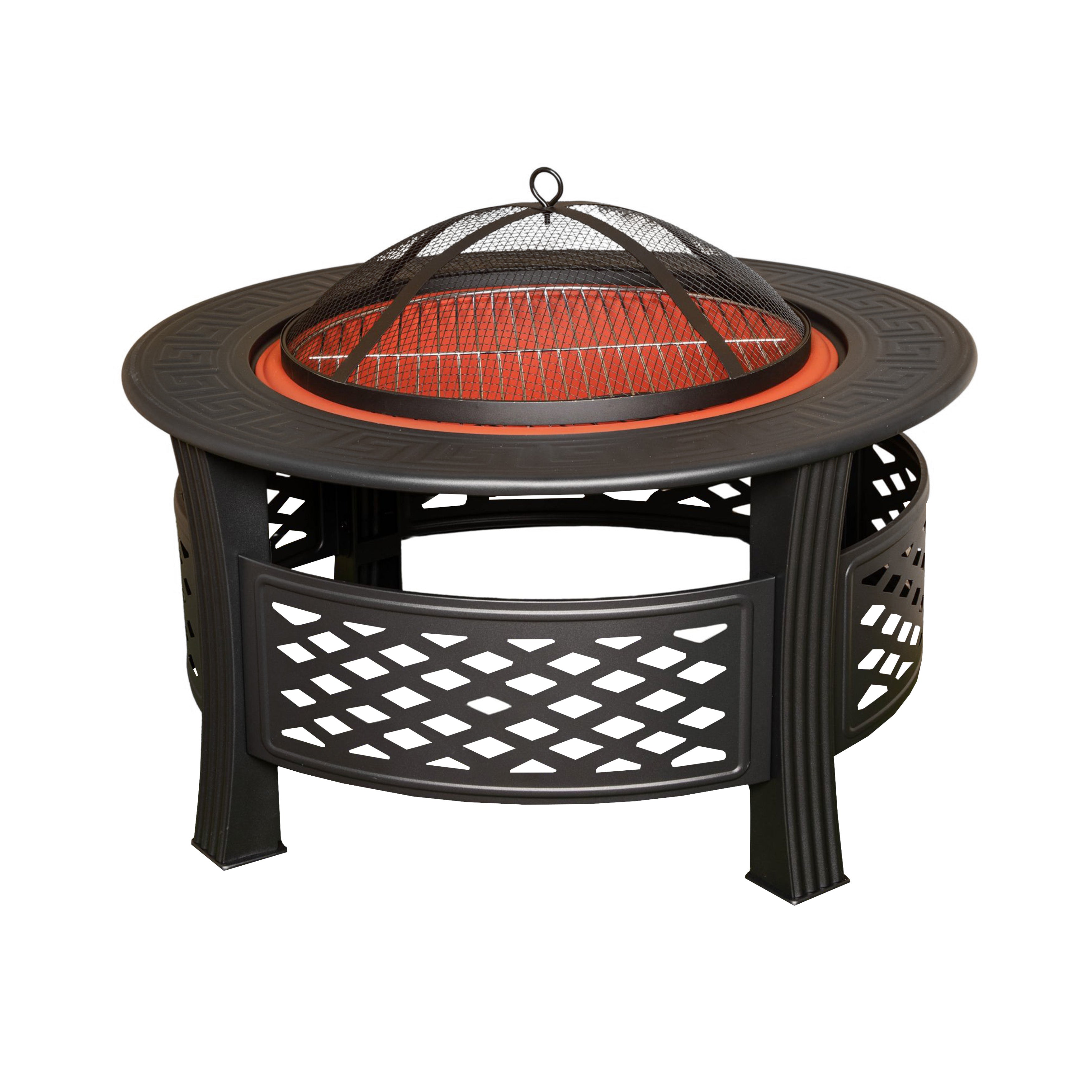 Samuel Alexander 80x58cm Black Steel Garden Patio Firepit Heater BBQ with Cover