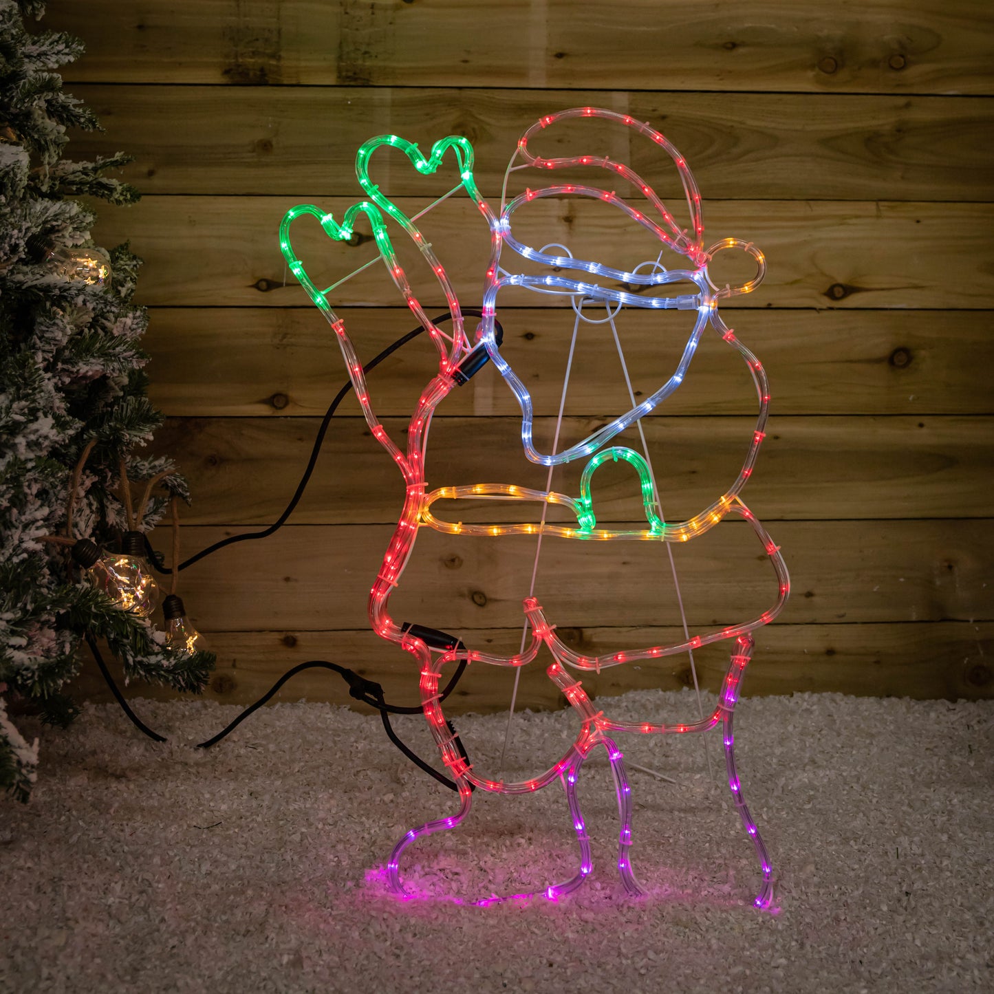 92cm Standing Santa Christmas Rope Light with 192 Static & Flashing Multi-Coloured LEDs