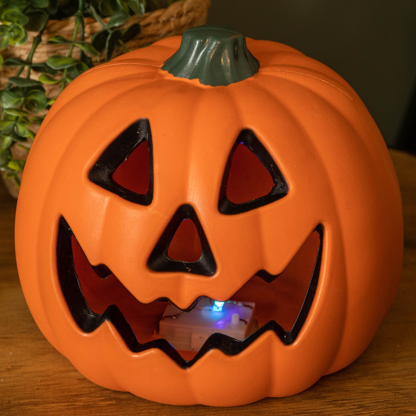 21cm Battery Operated Light up Pumpkin Lantern with Multi-Coloured LEDs