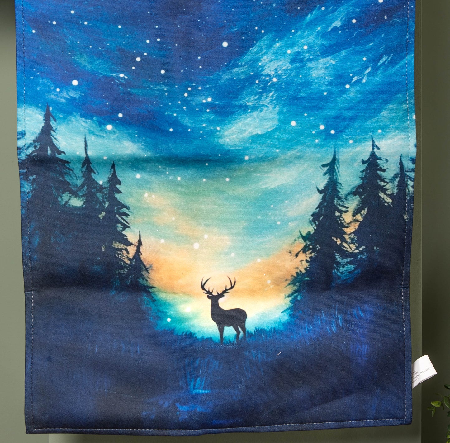 60cm x 40cm Battery Operated Light up Stag Fabric Hanging Christmas Banner