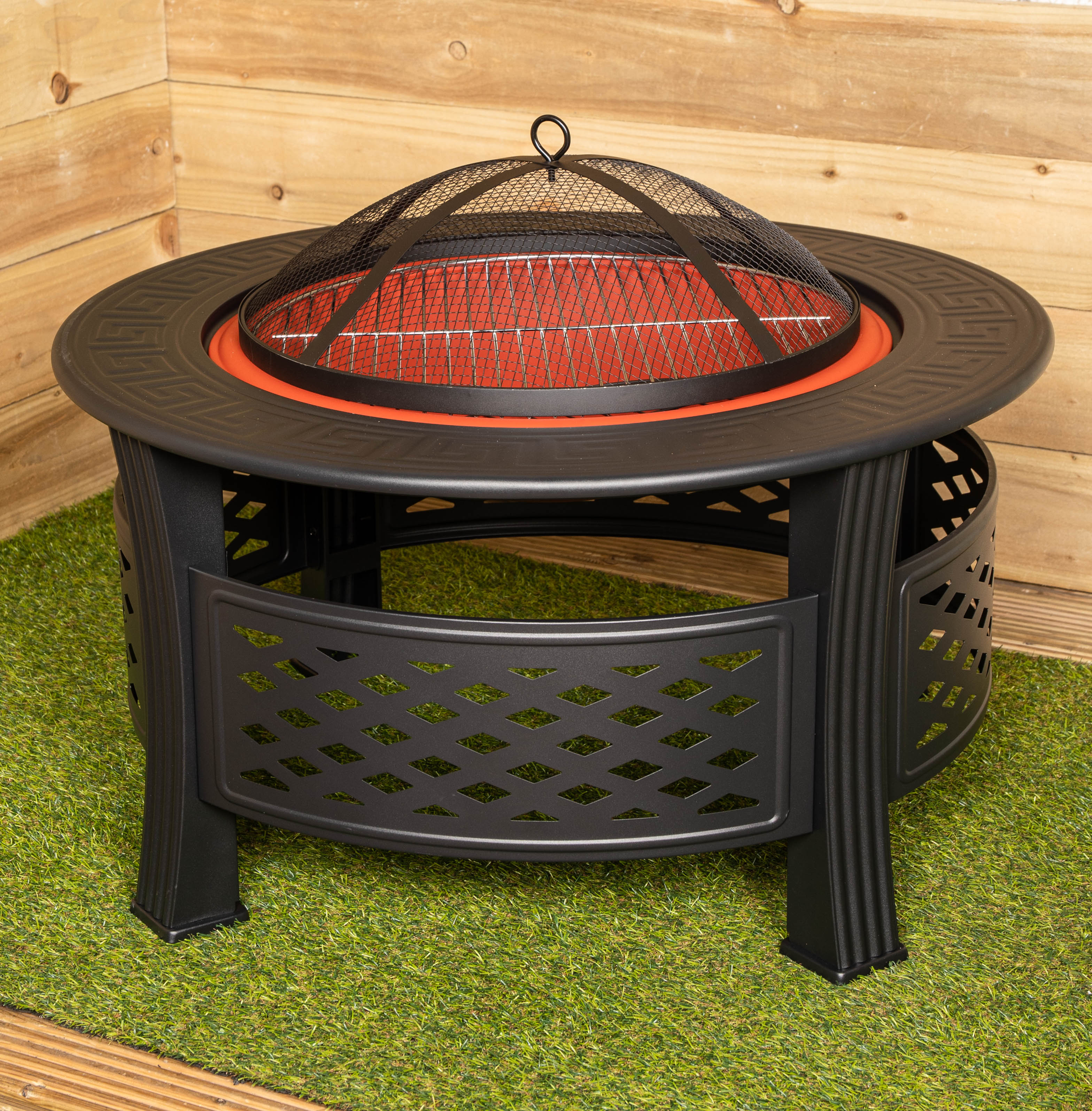 Samuel Alexander 80x58cm Black Steel Garden Patio Firepit Heater BBQ with Cover