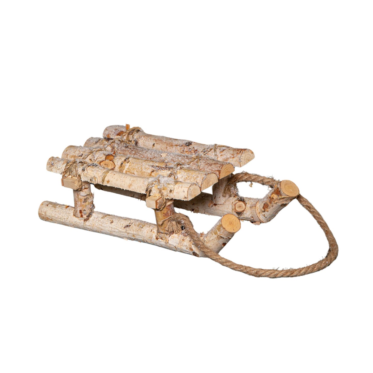 40cm Natural Wooden Christmas Sleigh with Rustic Rope